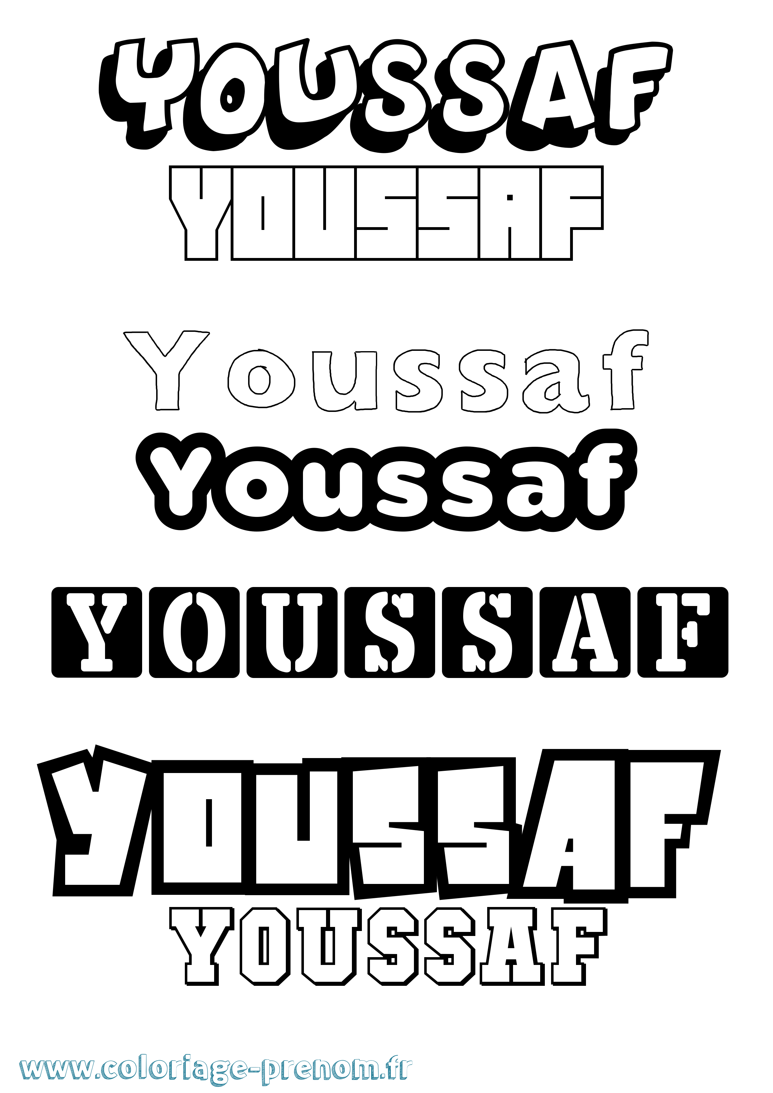 Coloriage Youssaf Simple Coloriage prénom Youssaf Simple
