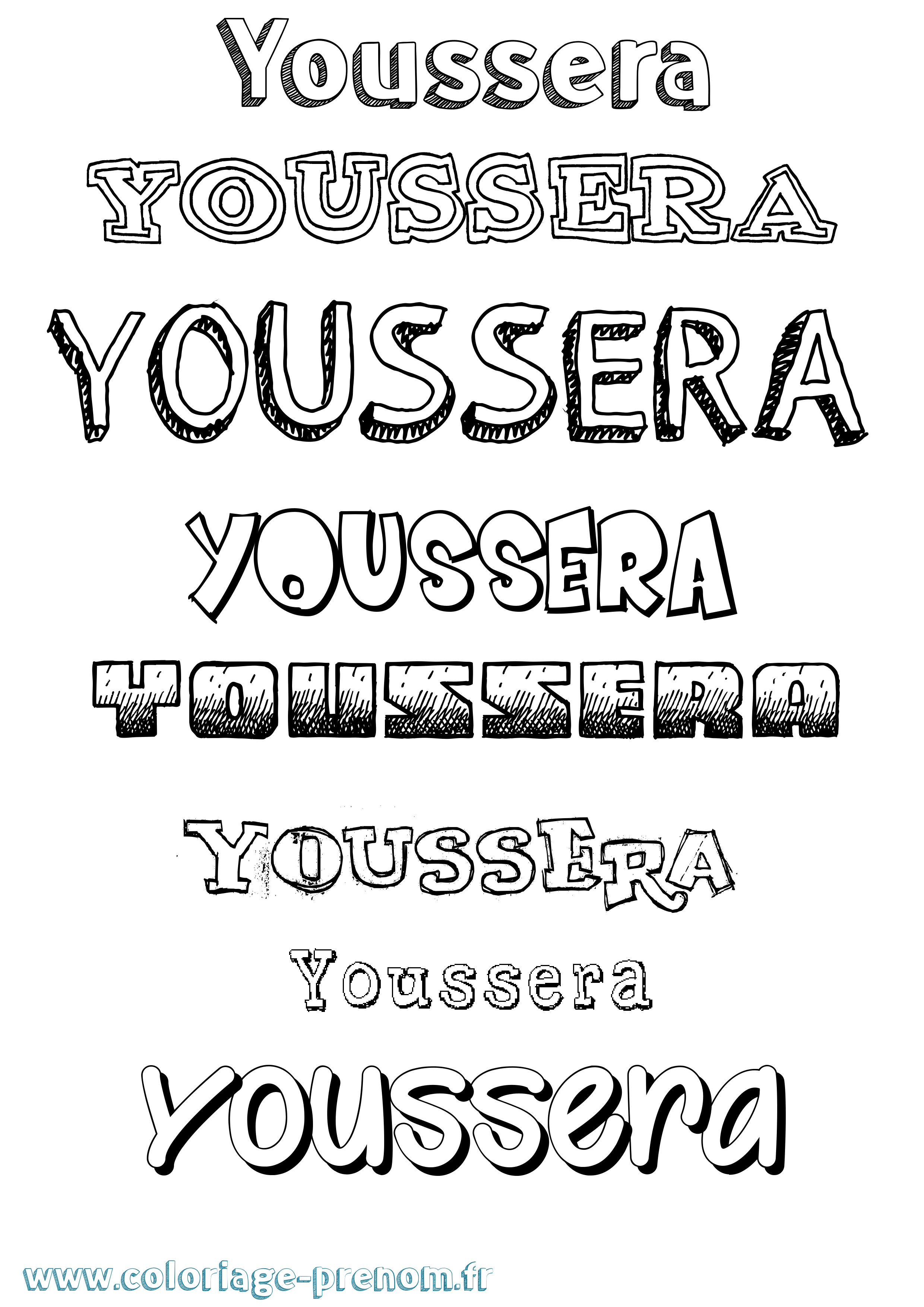 Coloriage Youssera Dessiné Coloriage prénom Youssera Dessiné