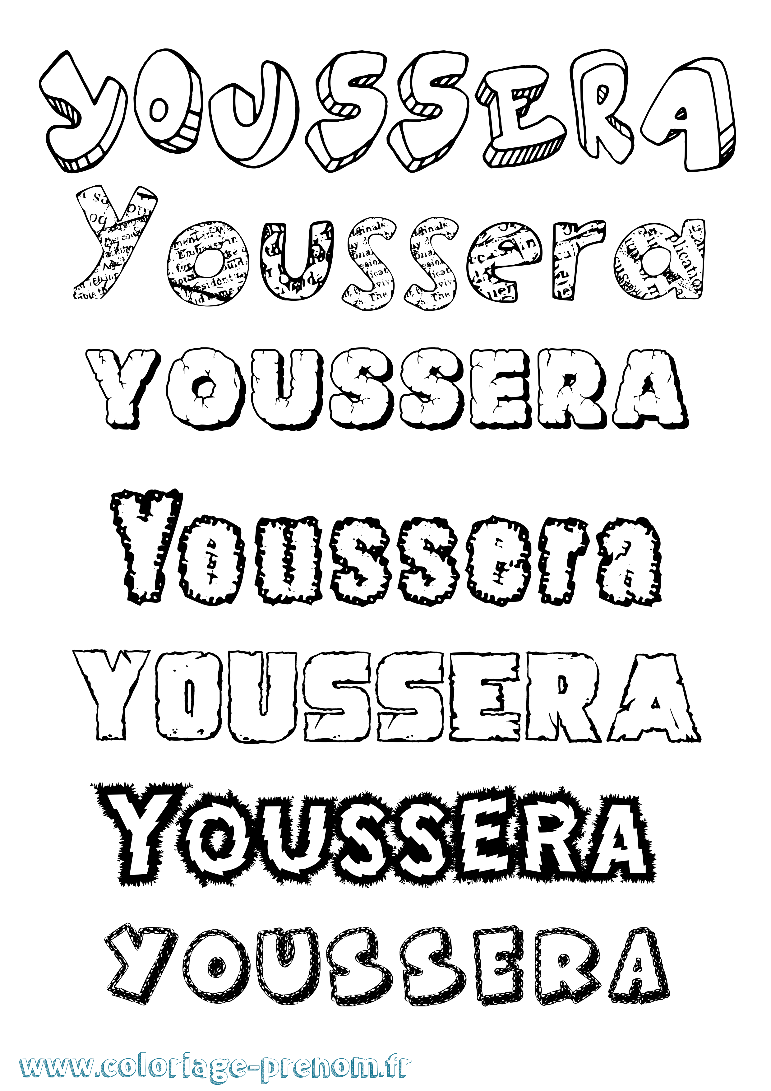 Coloriage Youssera Destructuré Coloriage prénom Youssera Destructuré