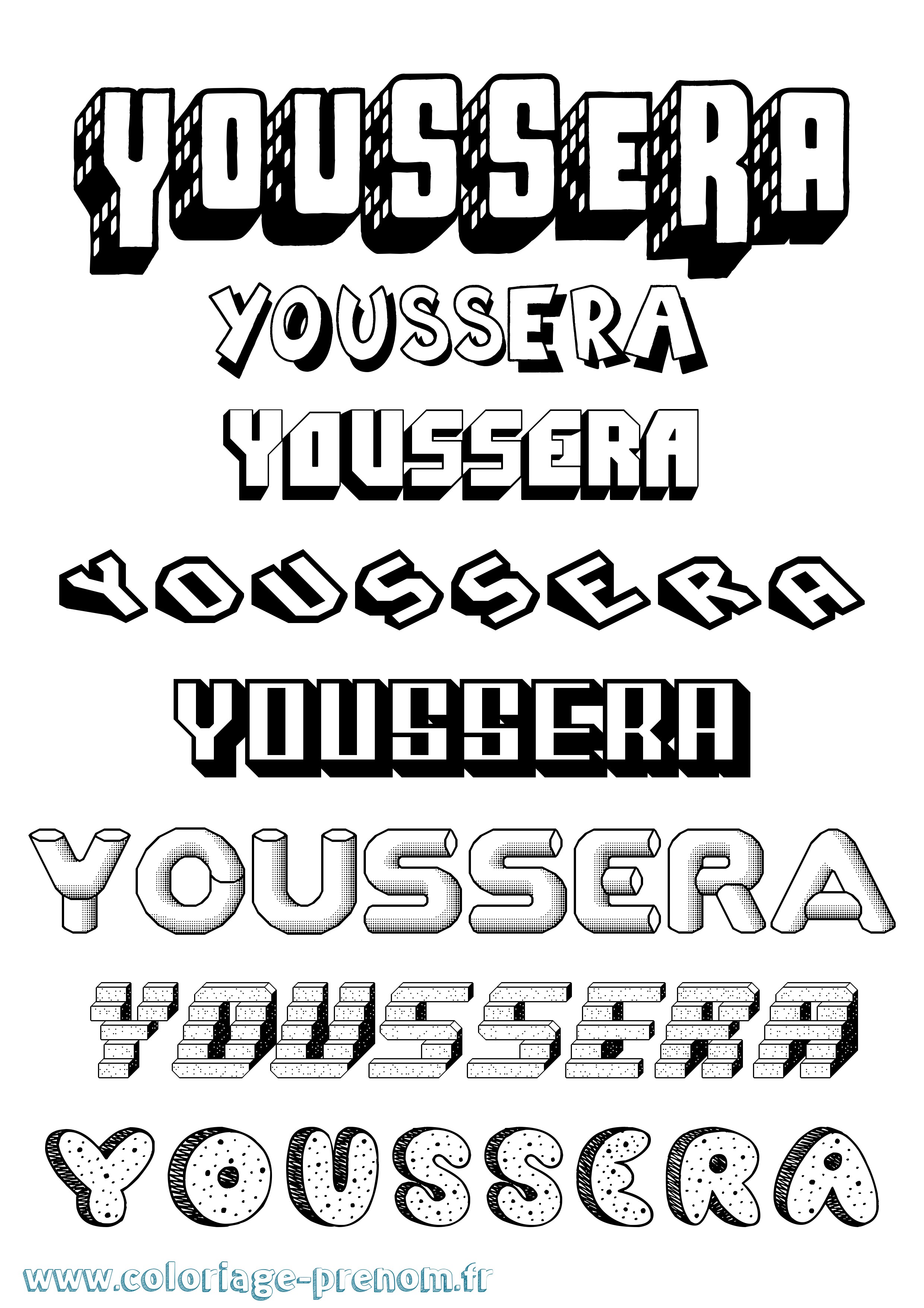 Coloriage Youssera Effet 3D Coloriage prénom Youssera Effet 3D