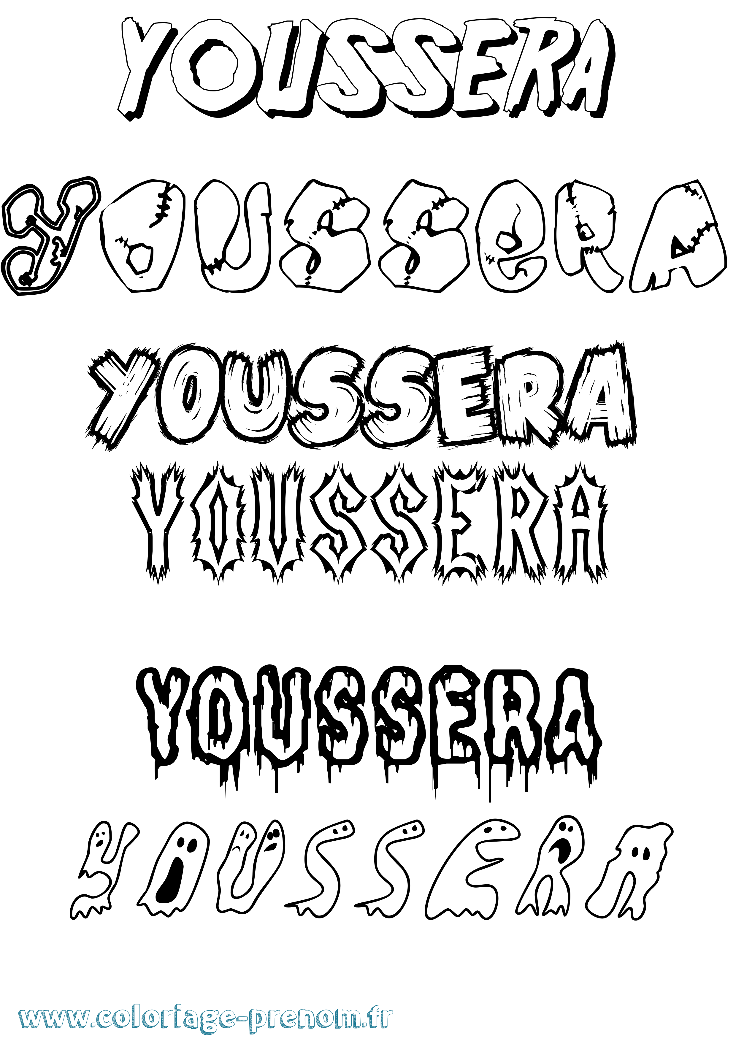 Coloriage Youssera Frisson Coloriage prénom Youssera Frisson