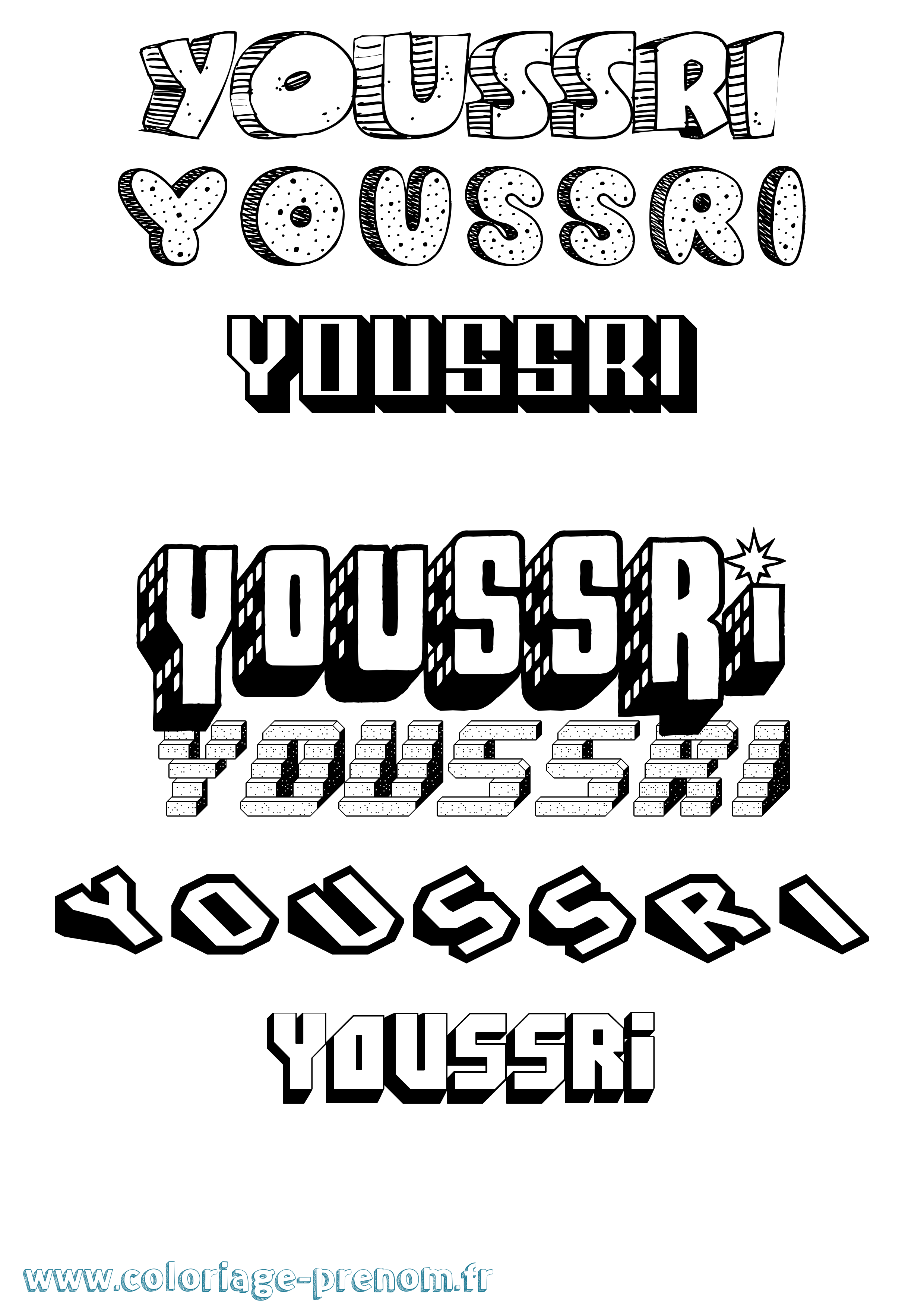 Coloriage Youssri Effet 3D Coloriage prénom Youssri Effet 3D