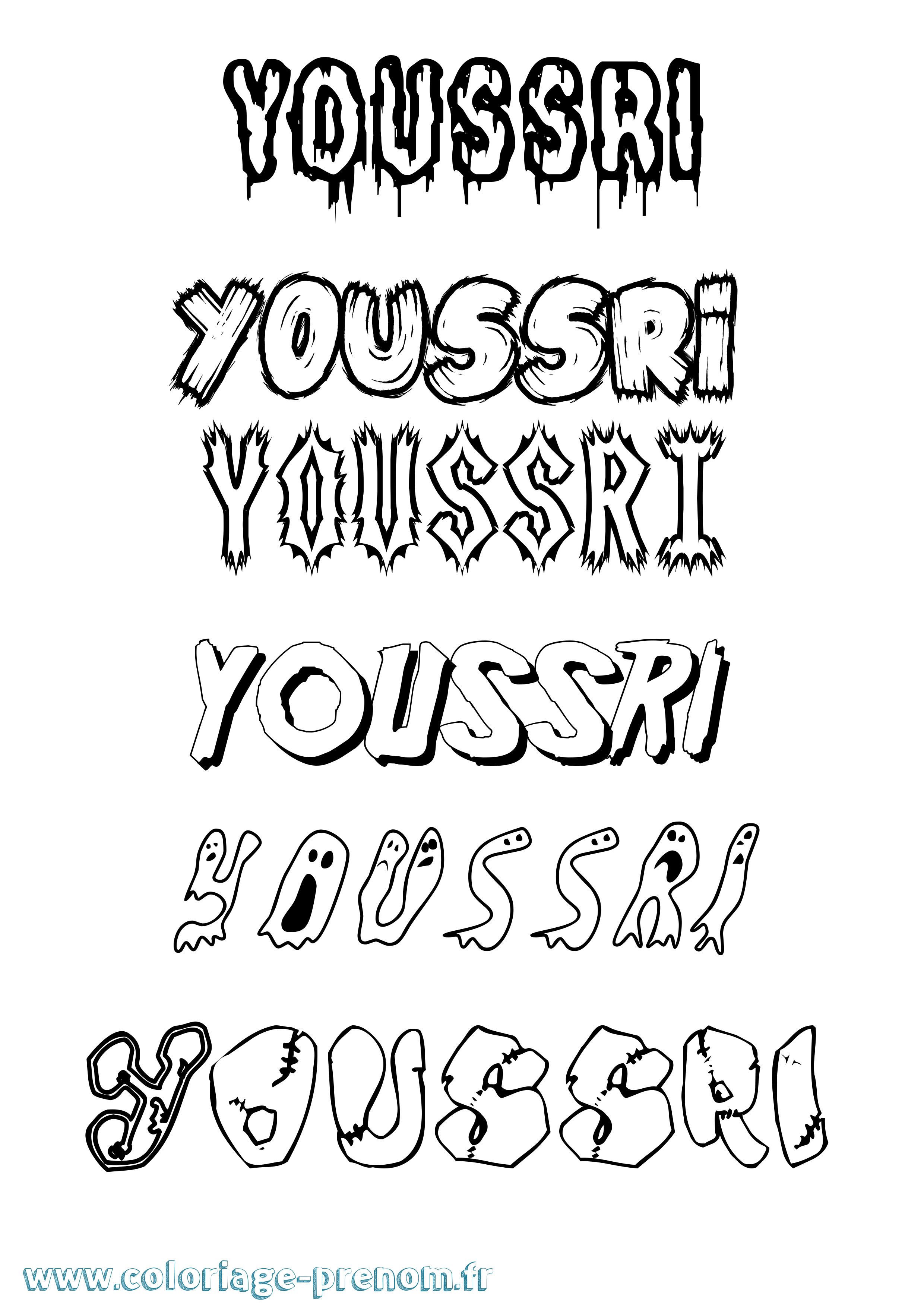 Coloriage Youssri Frisson Coloriage prénom Youssri Frisson
