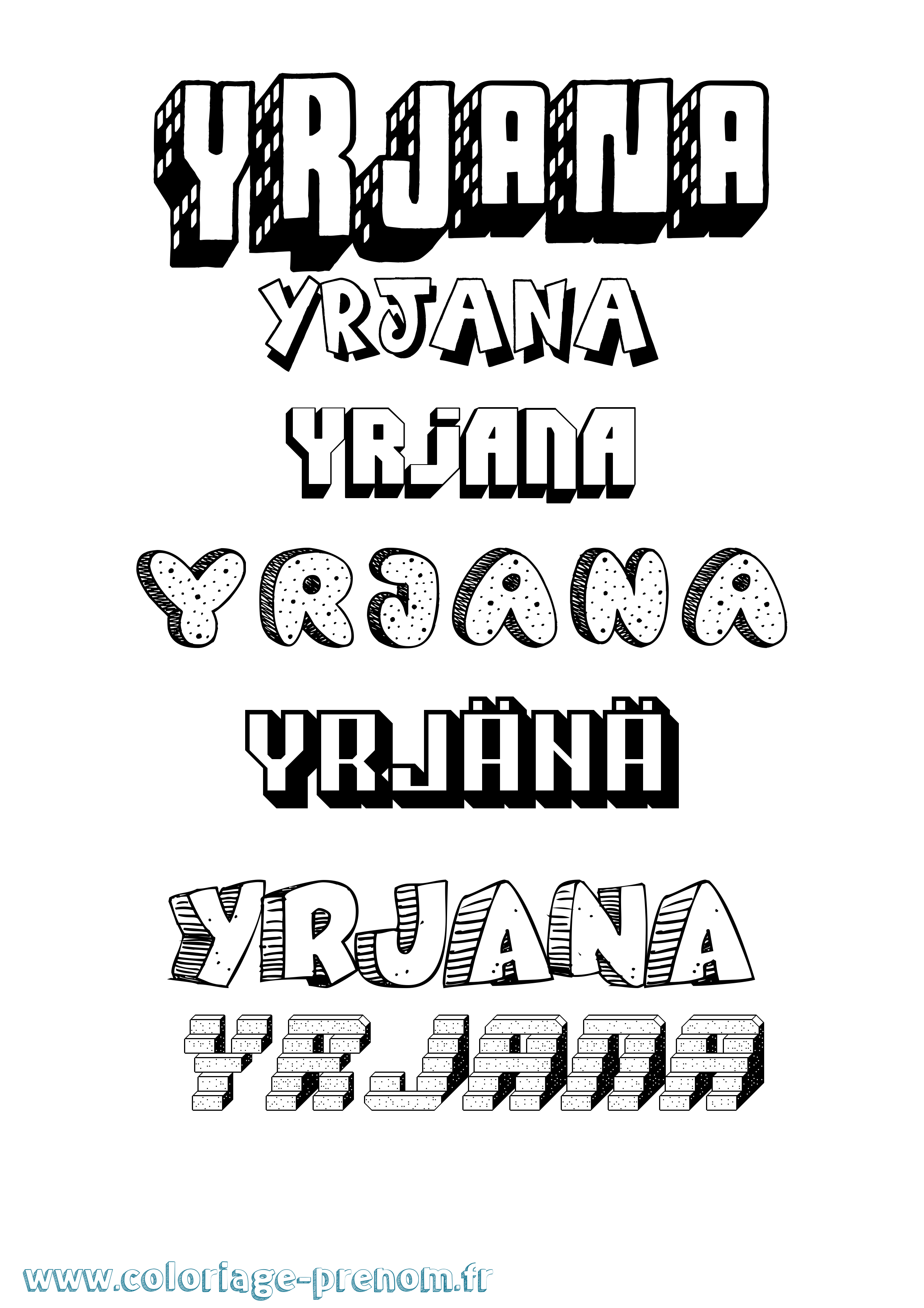 Coloriage Yrjänä Effet 3D Coloriage prénom Yrjänä Effet 3D