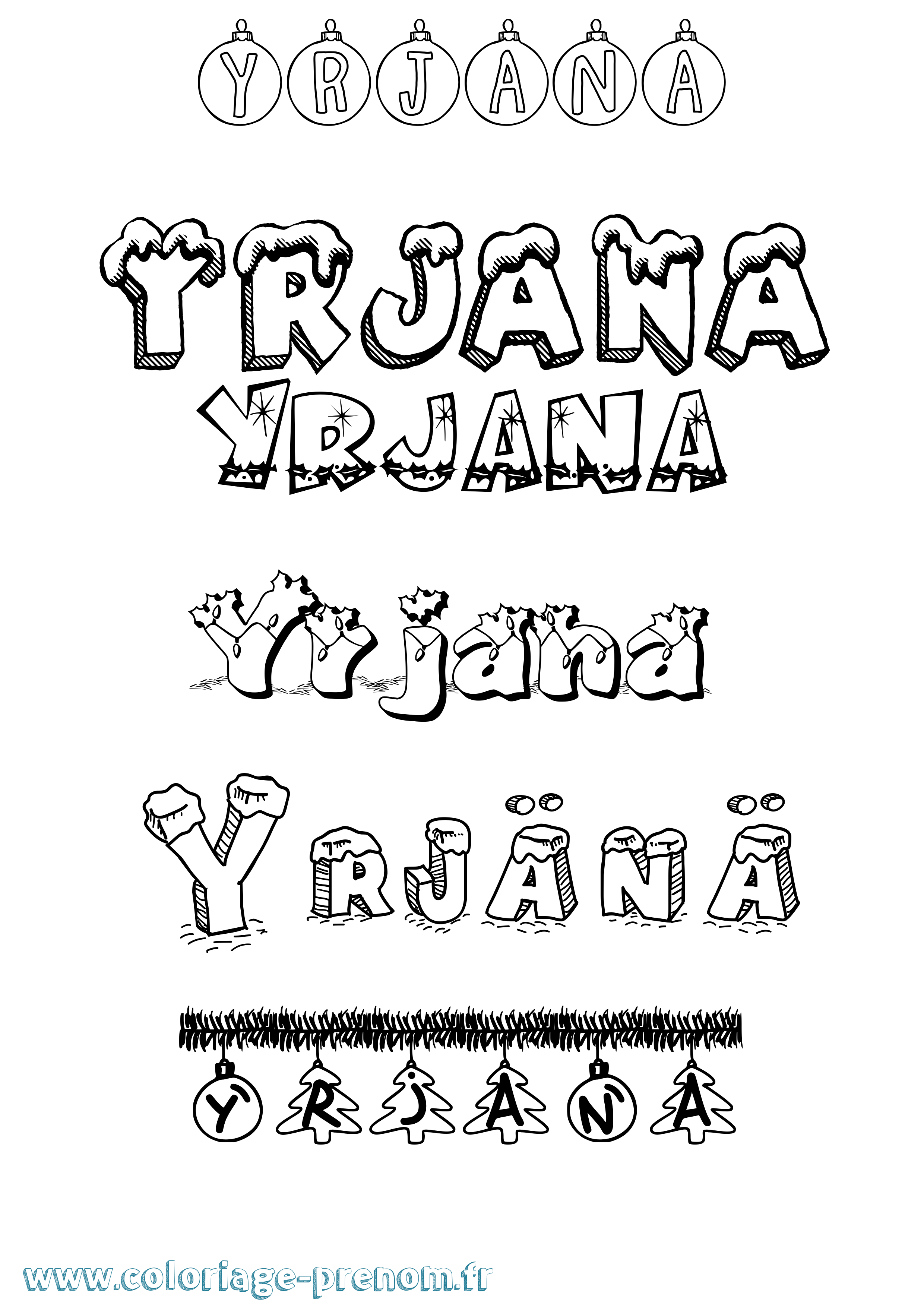 Coloriage Yrjänä Noël Coloriage prénom Yrjänä Noël