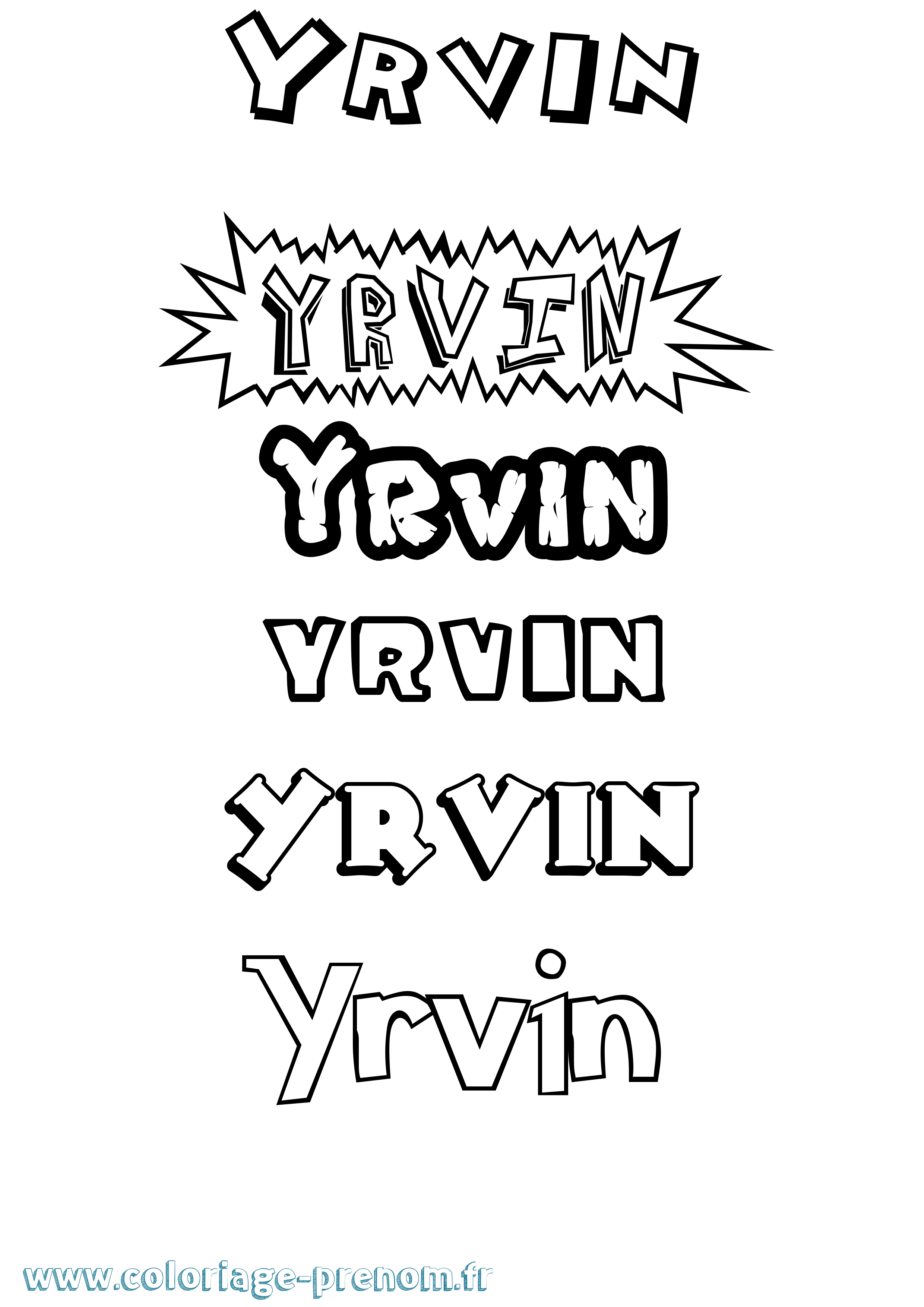 Coloriage Yrvin Dessin Animé Coloriage prénom Yrvin Dessin Animé