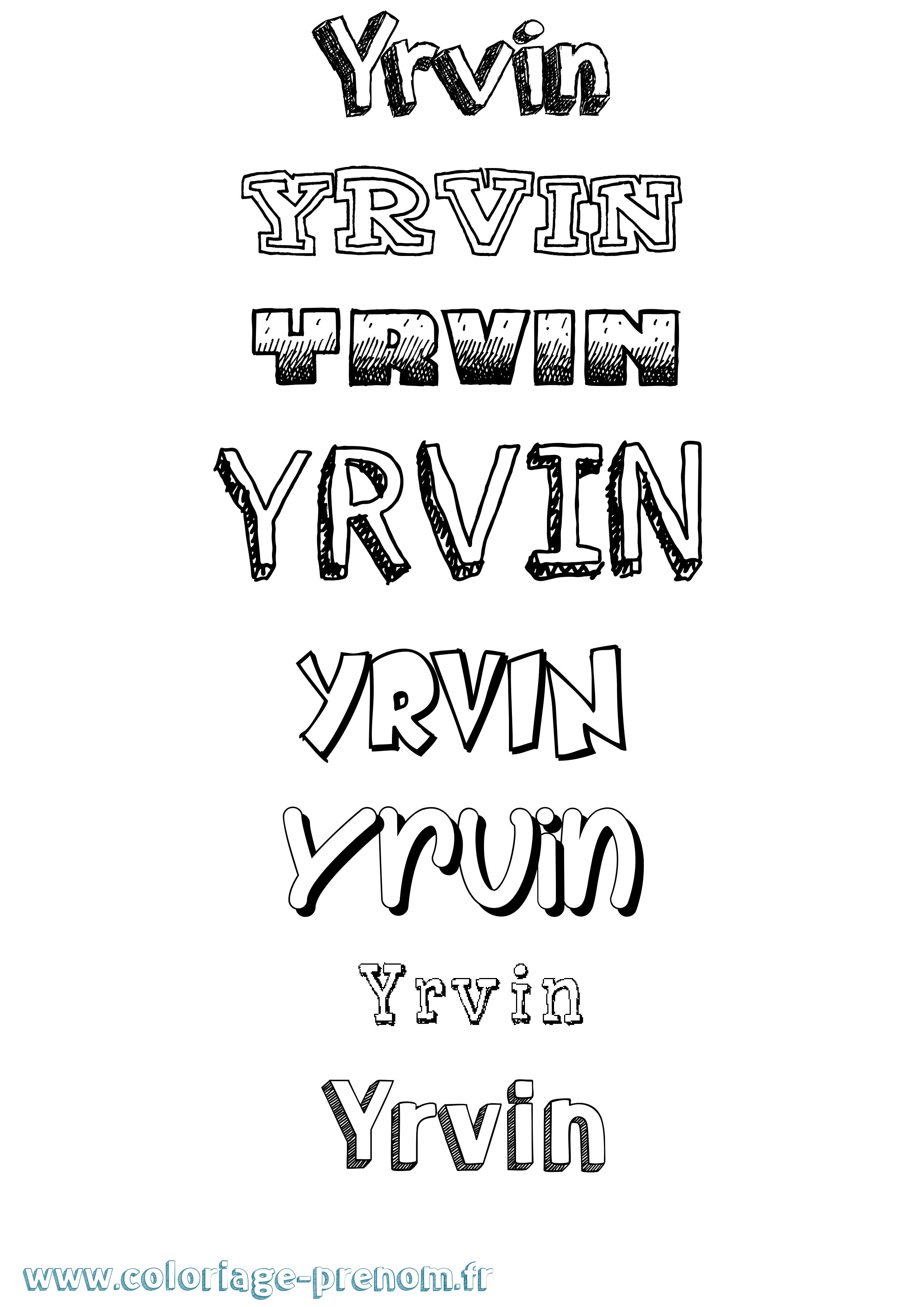 Coloriage Yrvin Dessiné Coloriage prénom Yrvin Dessiné