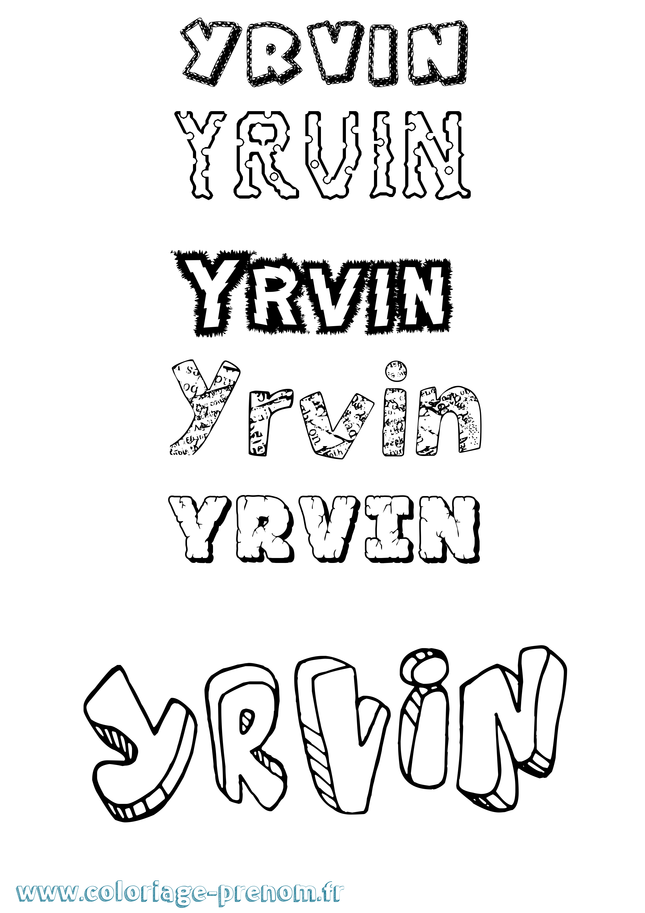 Coloriage Yrvin Destructuré Coloriage prénom Yrvin Destructuré