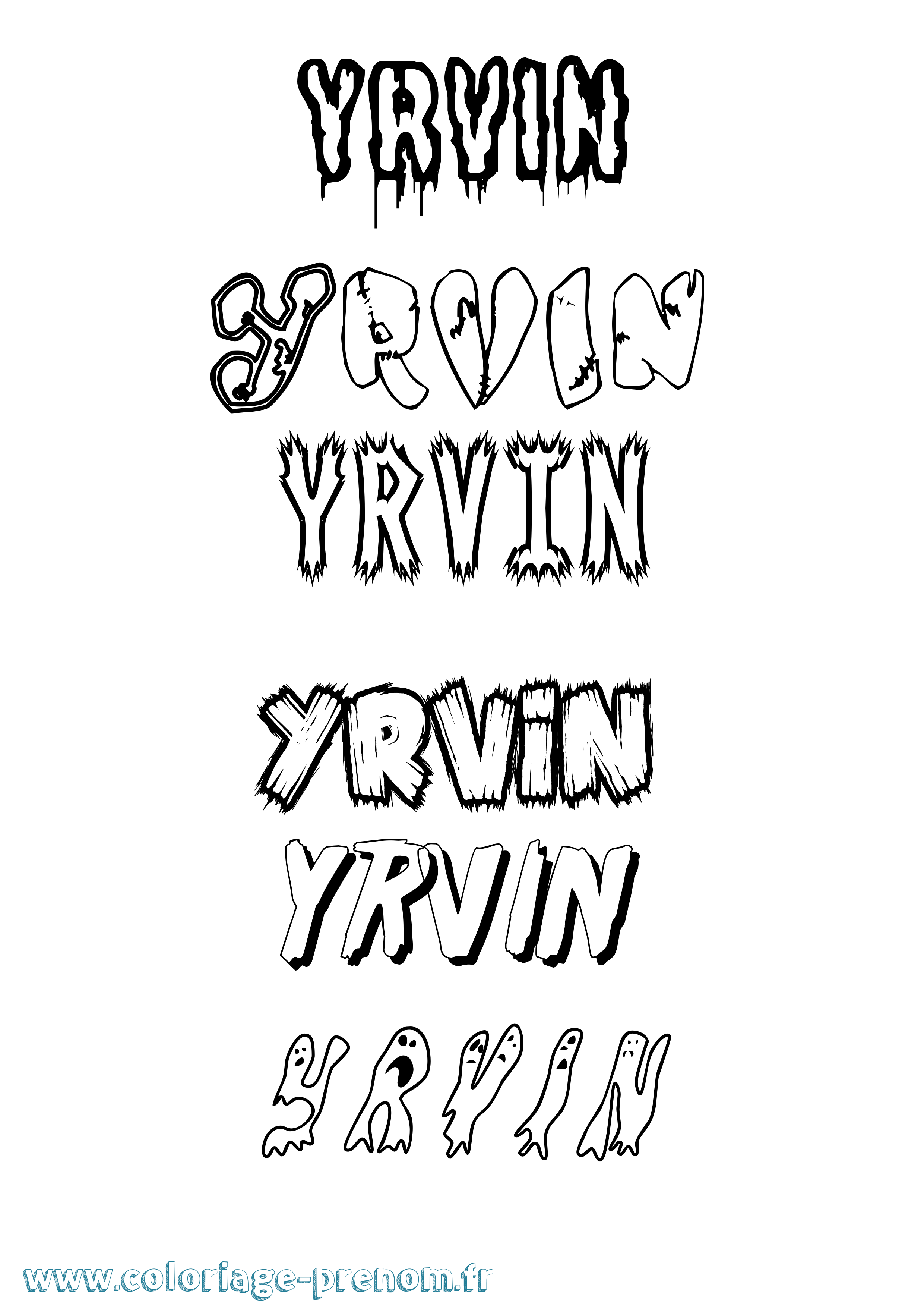 Coloriage Yrvin Frisson Coloriage prénom Yrvin Frisson