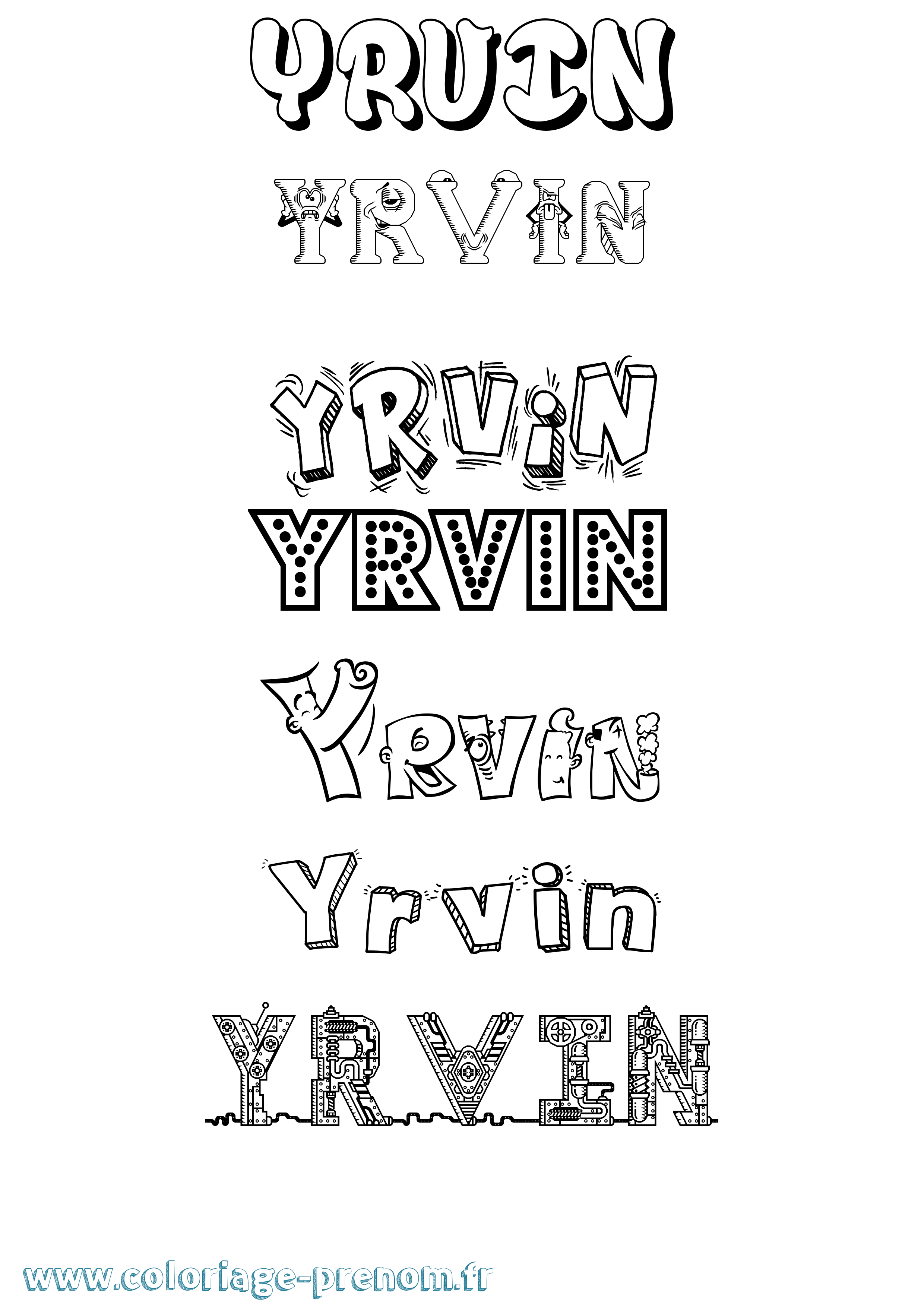 Coloriage Yrvin Fun Coloriage prénom Yrvin Fun