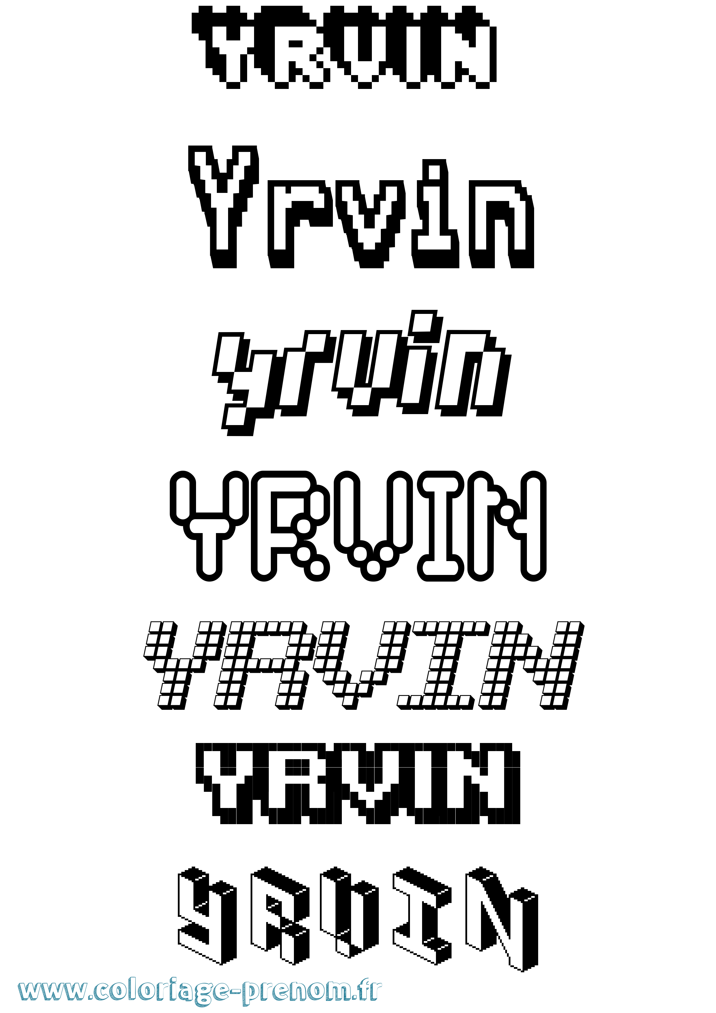 Coloriage Yrvin Pixel Coloriage prénom Yrvin Pixel