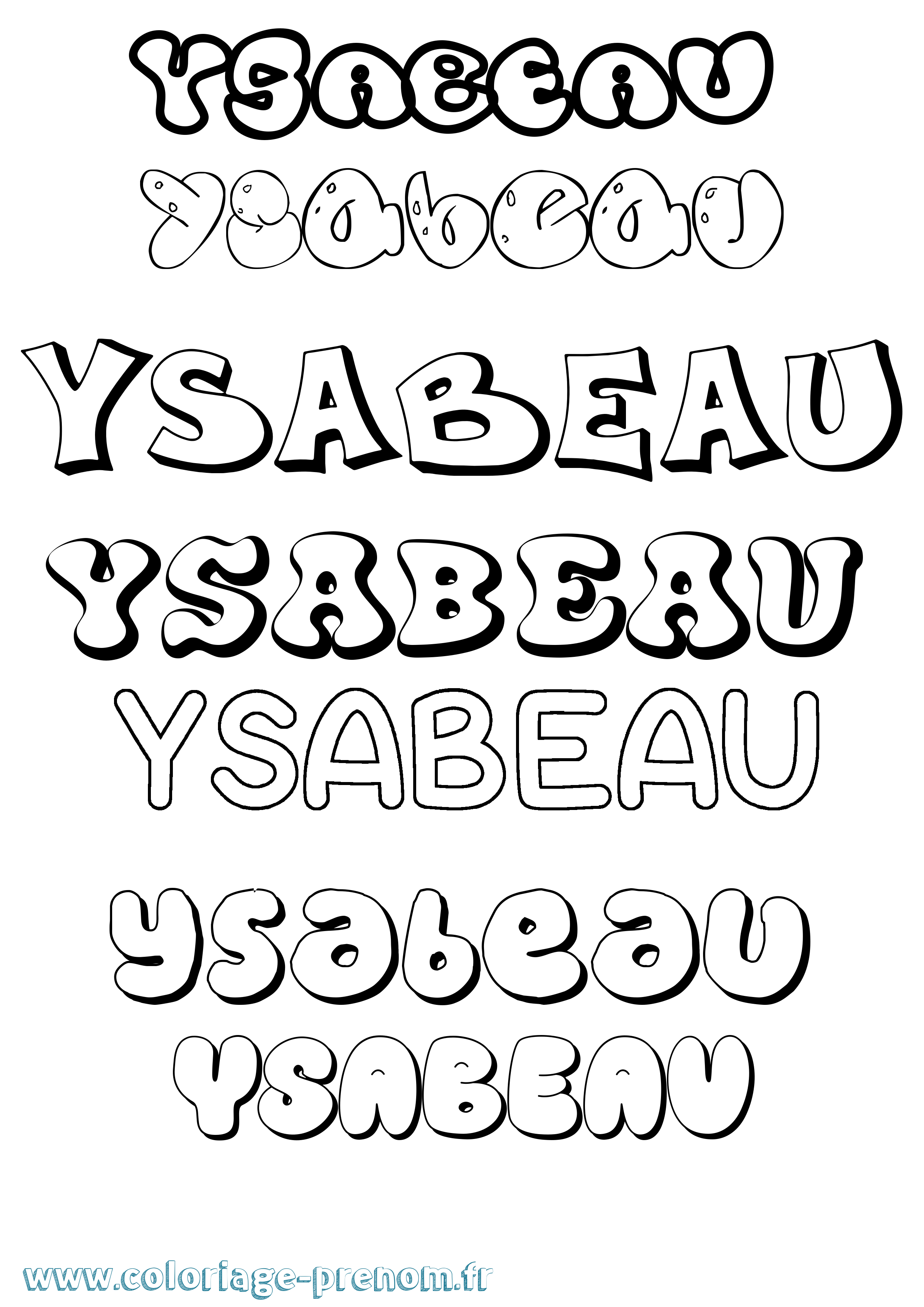 Coloriage Ysabeau Bubble Coloriage prénom Ysabeau Bubble