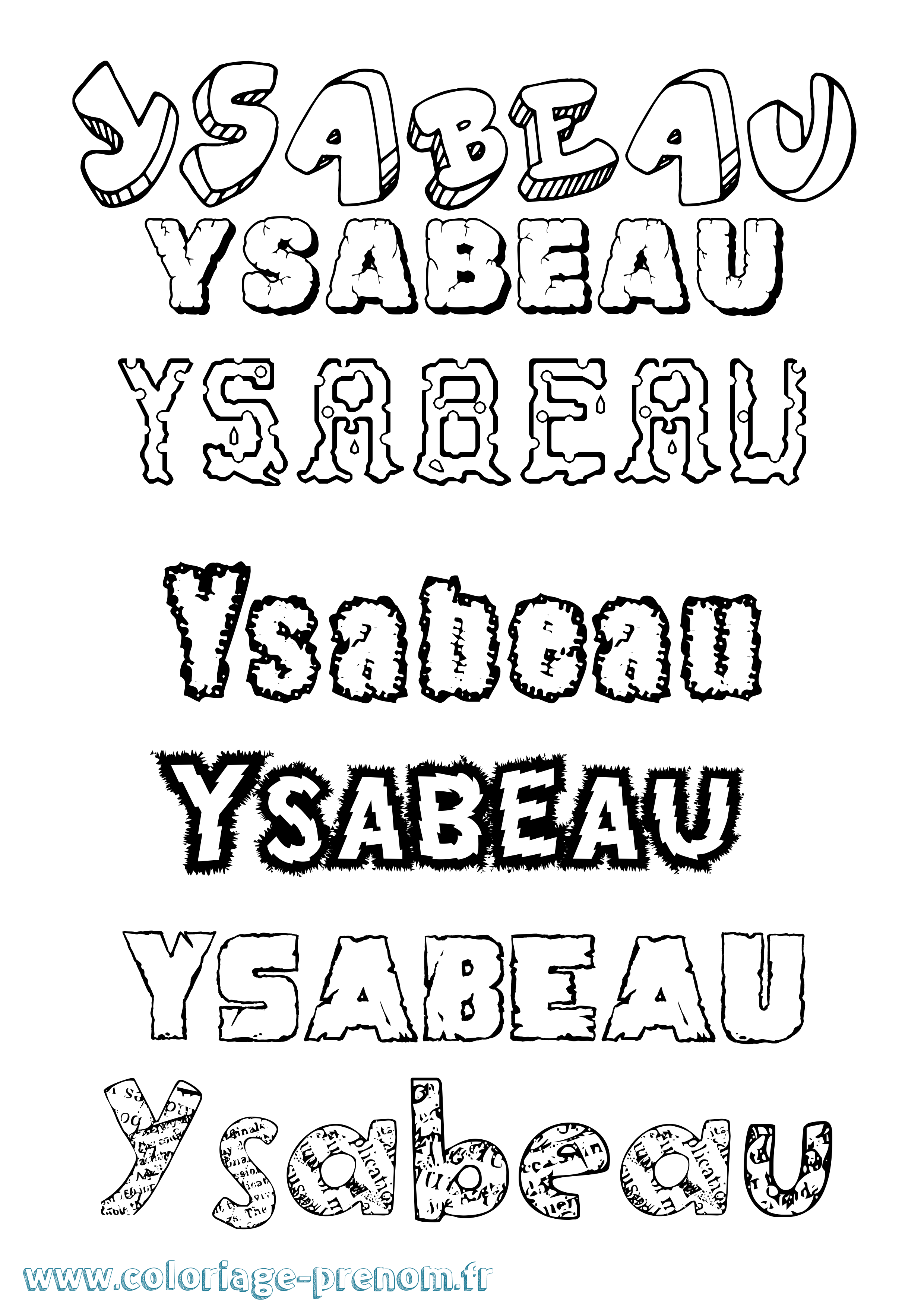 Coloriage Ysabeau Destructuré Coloriage prénom Ysabeau Destructuré