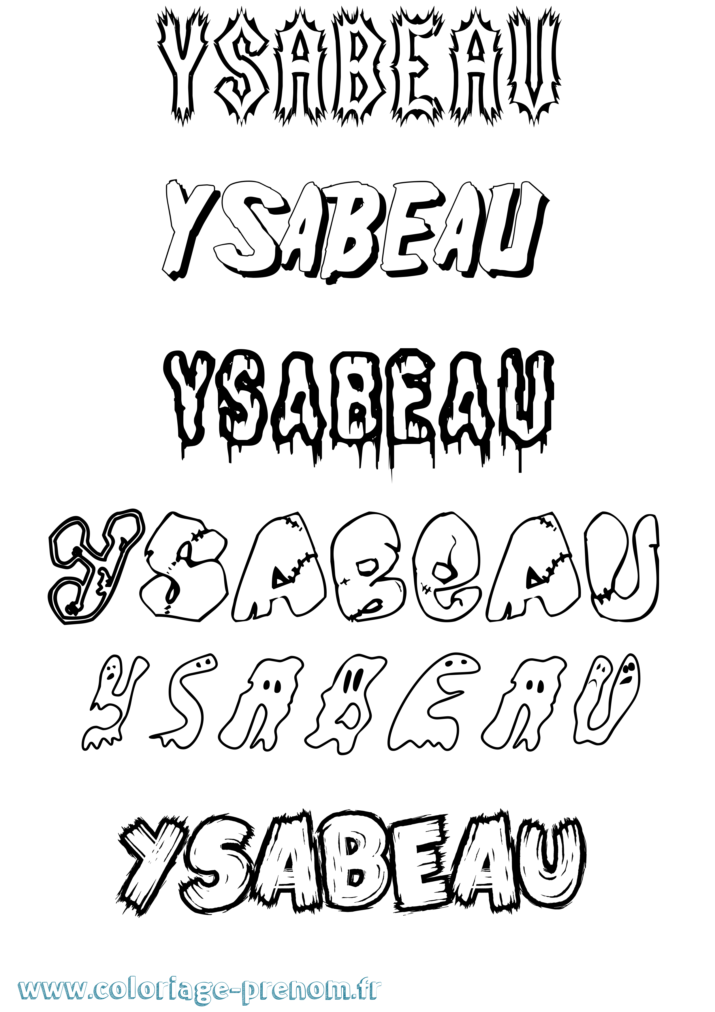 Coloriage Ysabeau Frisson Coloriage prénom Ysabeau Frisson