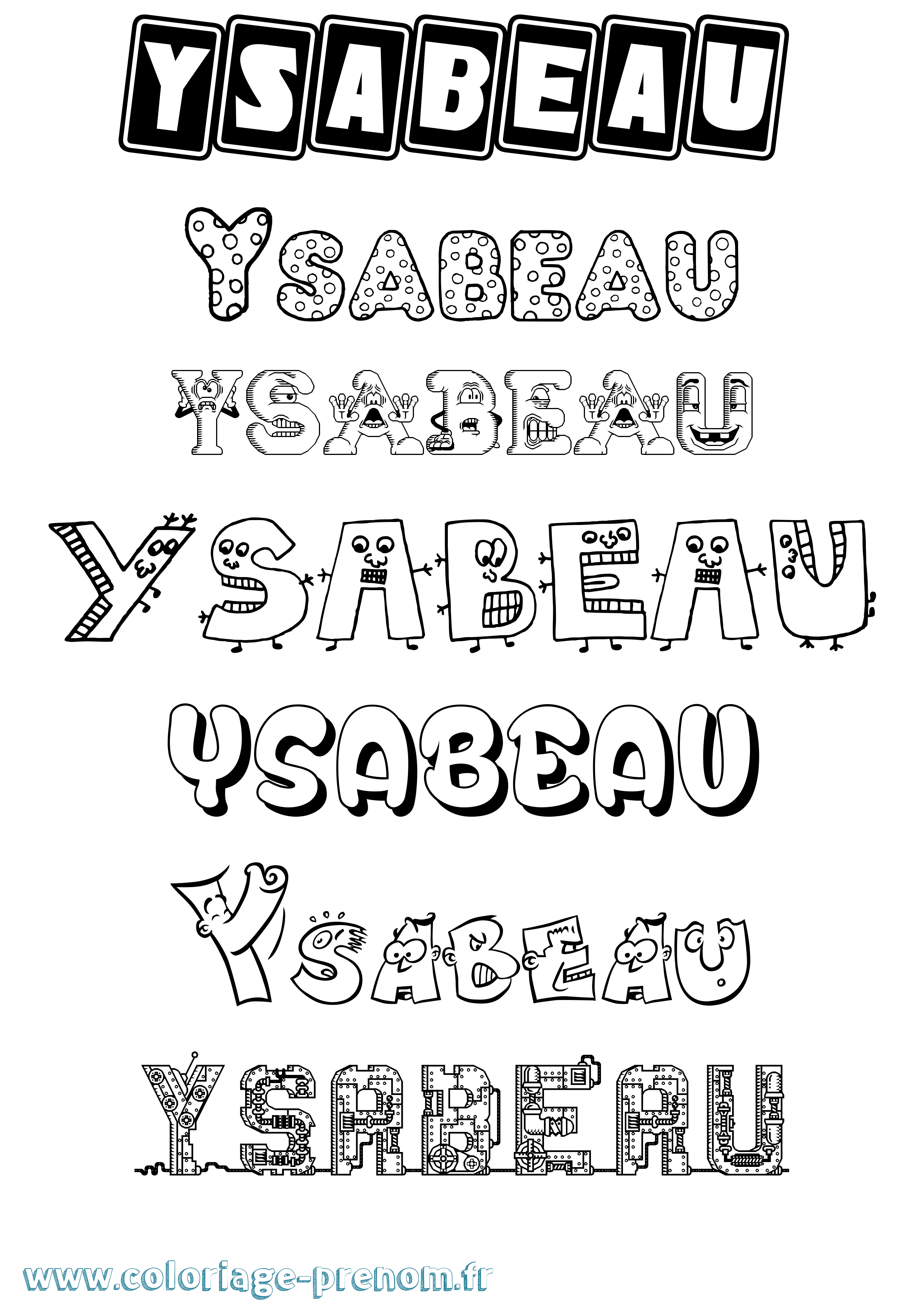 Coloriage Ysabeau Fun Coloriage prénom Ysabeau Fun
