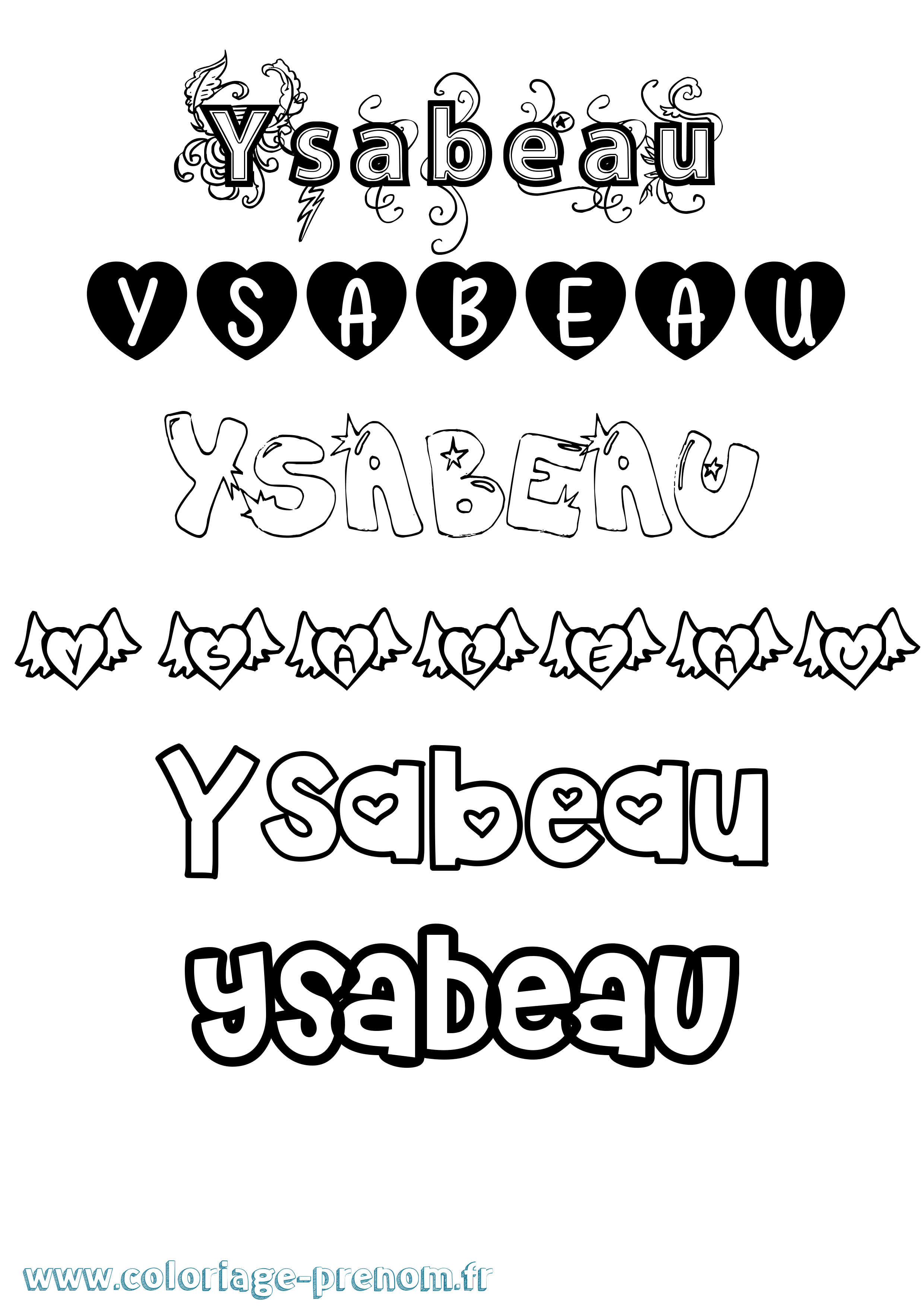 Coloriage Ysabeau Girly Coloriage prénom Ysabeau Girly