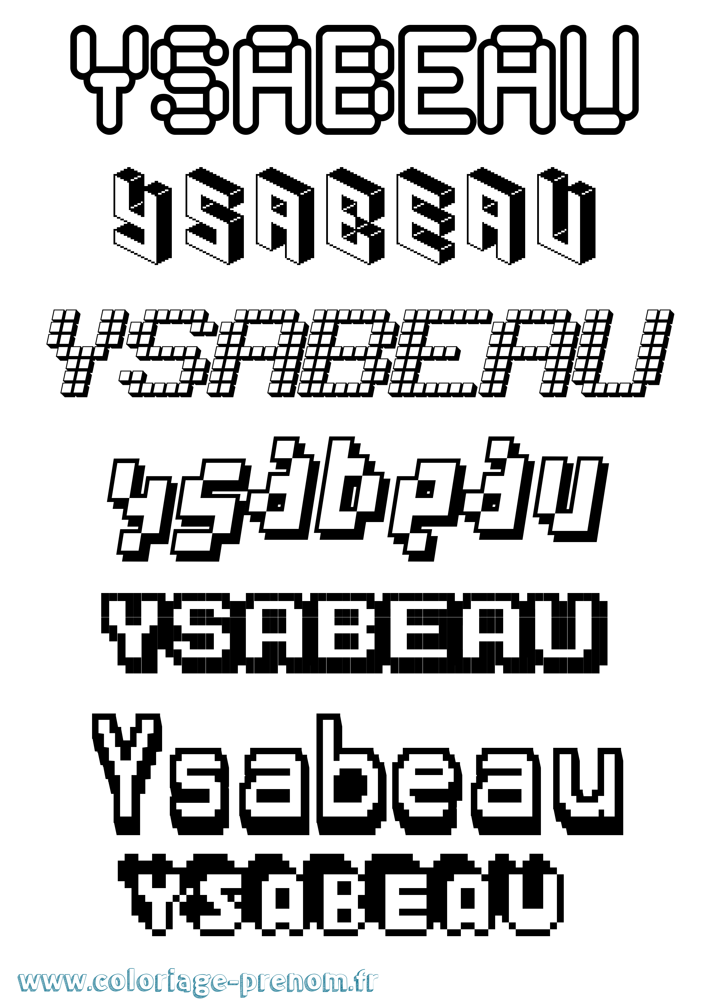 Coloriage Ysabeau Pixel Coloriage prénom Ysabeau Pixel