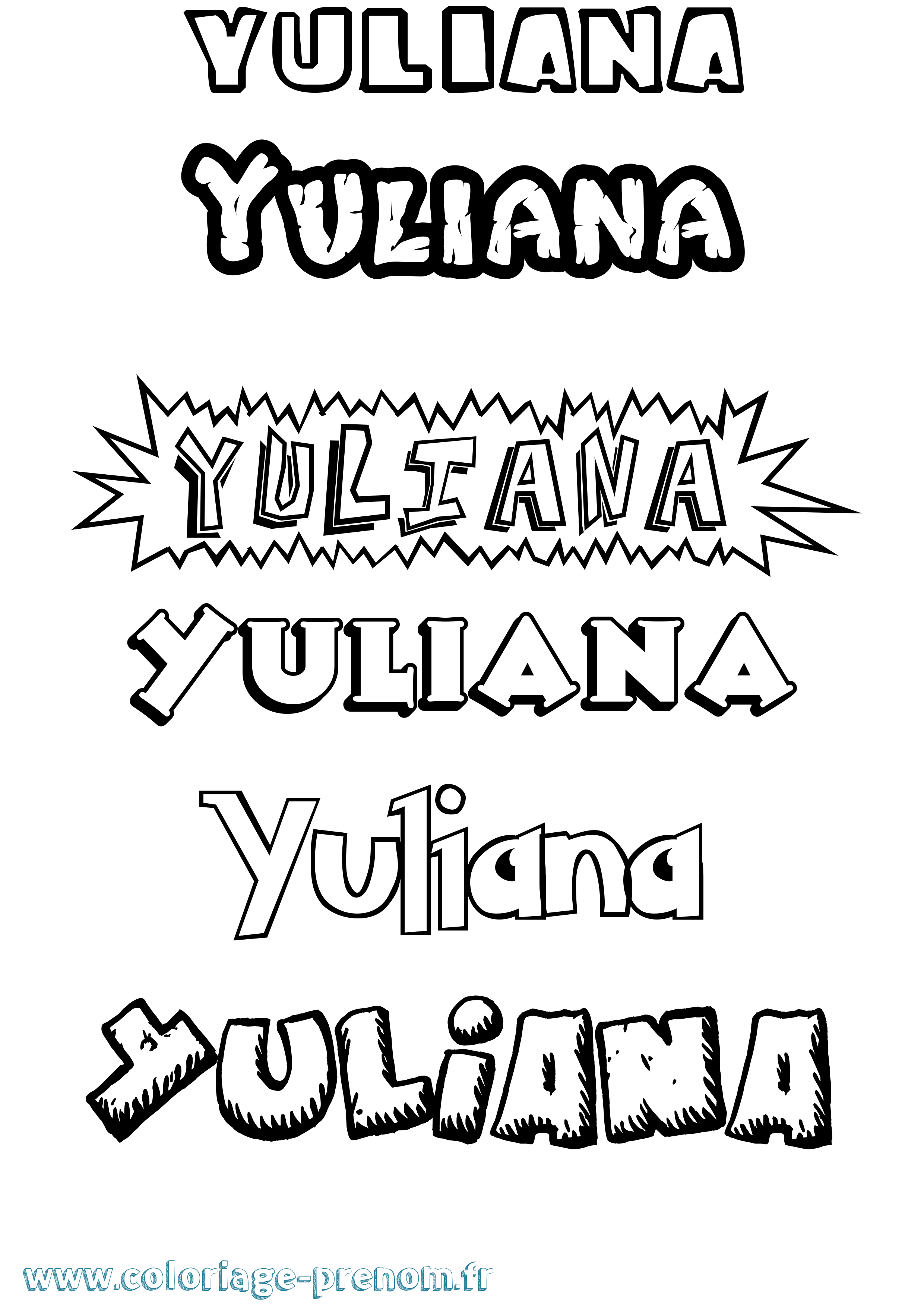 Coloriage Yuliana Dessin Animé Coloriage prénom Yuliana Dessin Animé