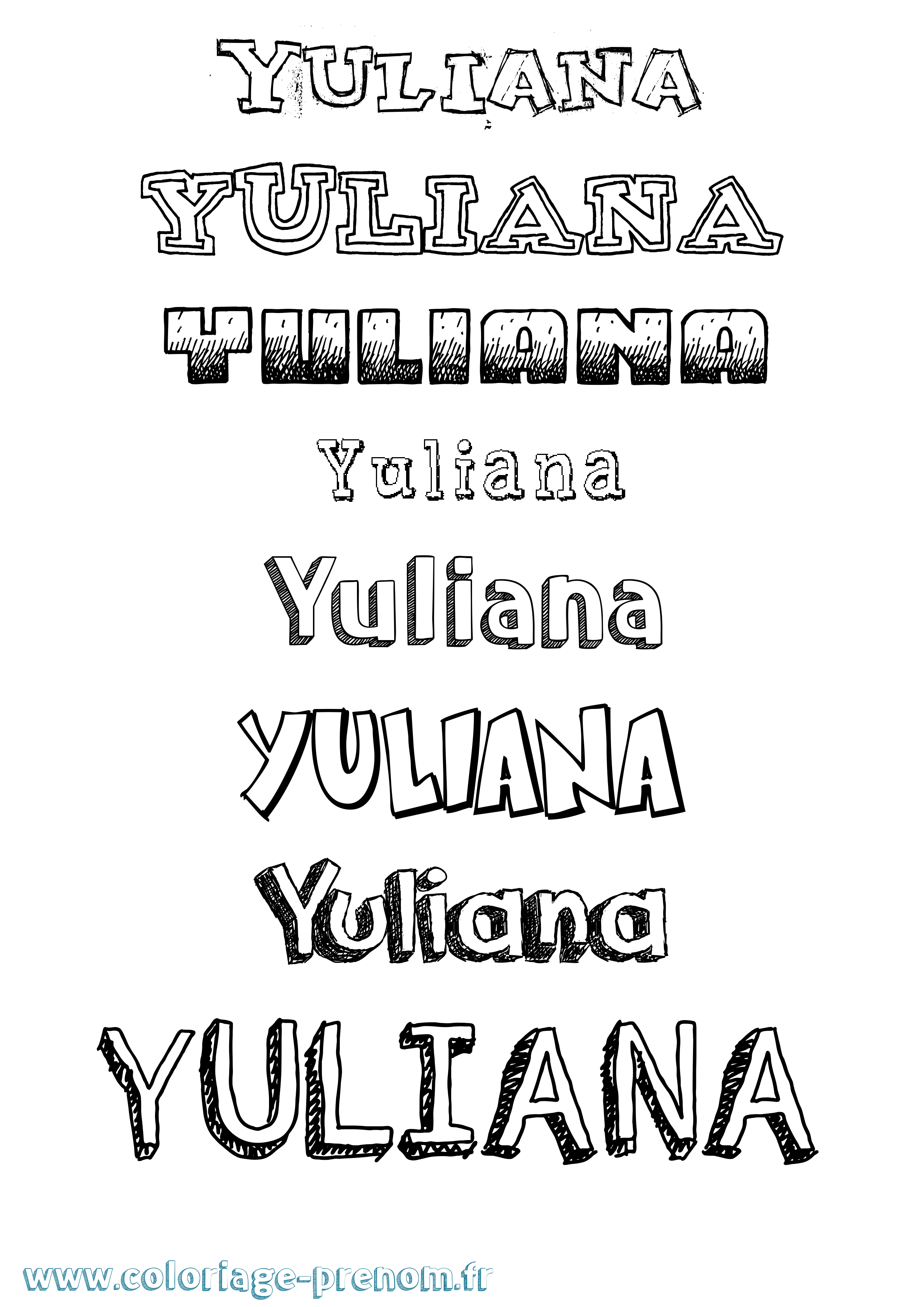 Coloriage Yuliana Dessiné Coloriage prénom Yuliana Dessiné