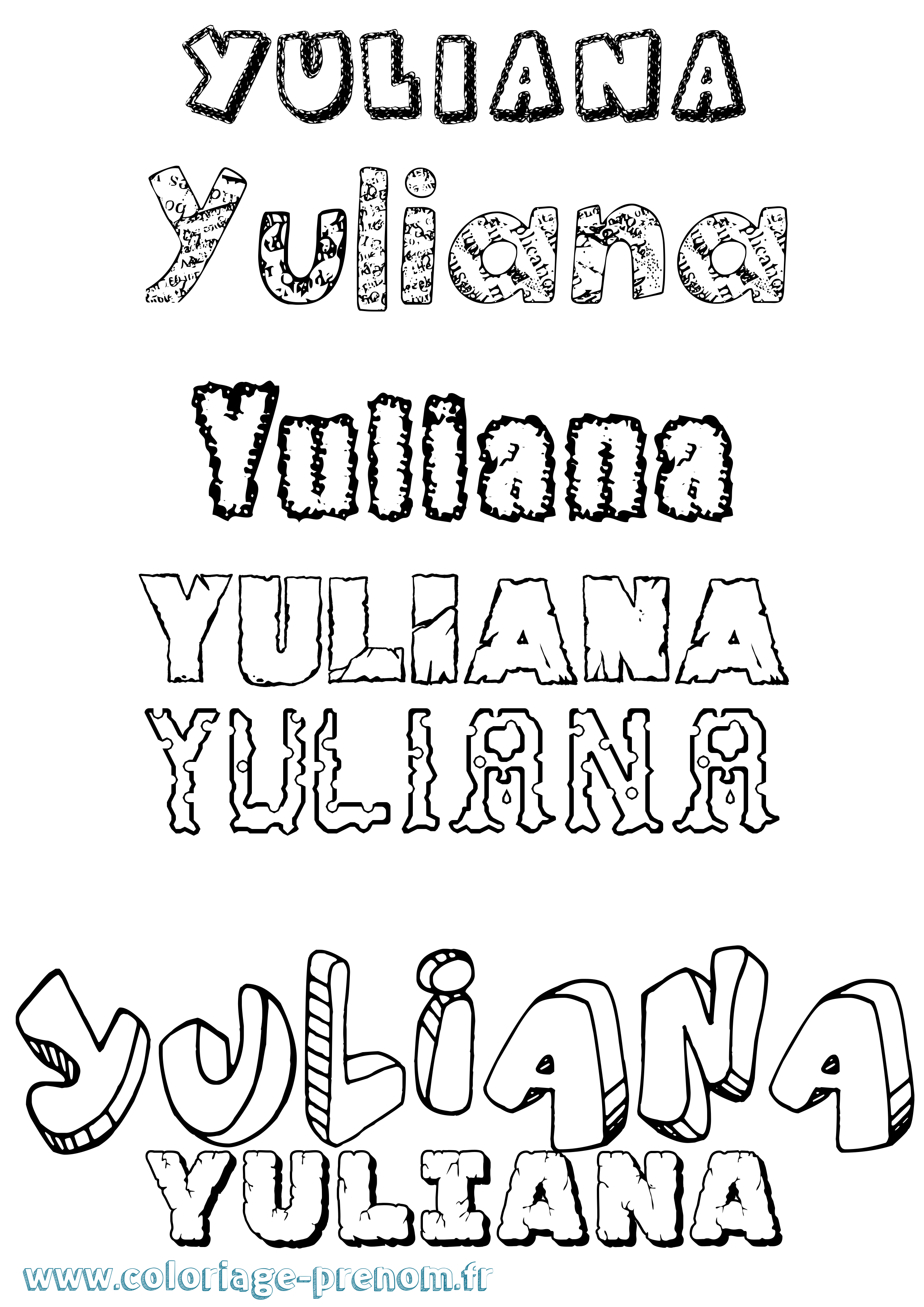 Coloriage Yuliana Destructuré Coloriage prénom Yuliana Destructuré