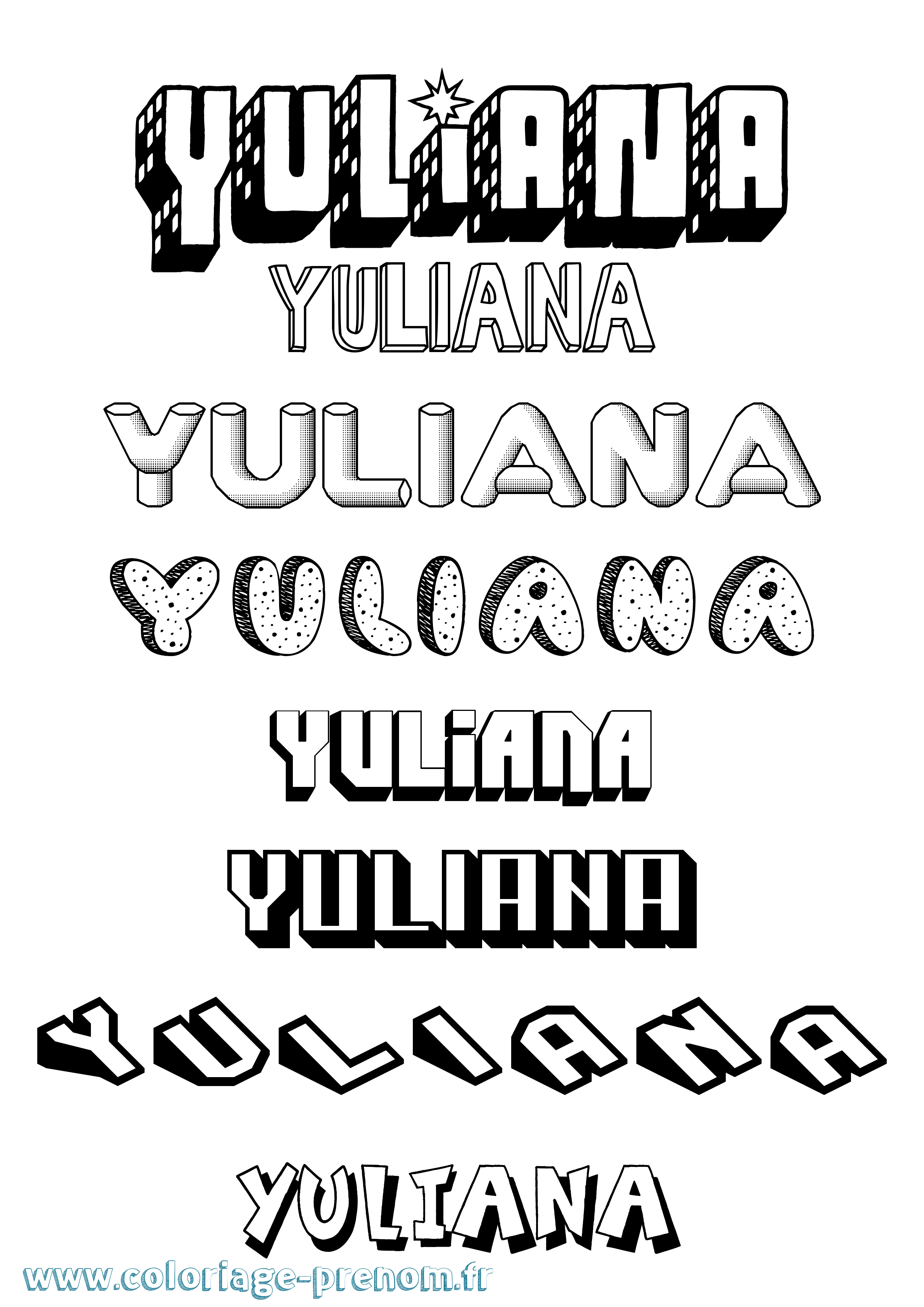 Coloriage Yuliana Effet 3D Coloriage prénom Yuliana Effet 3D