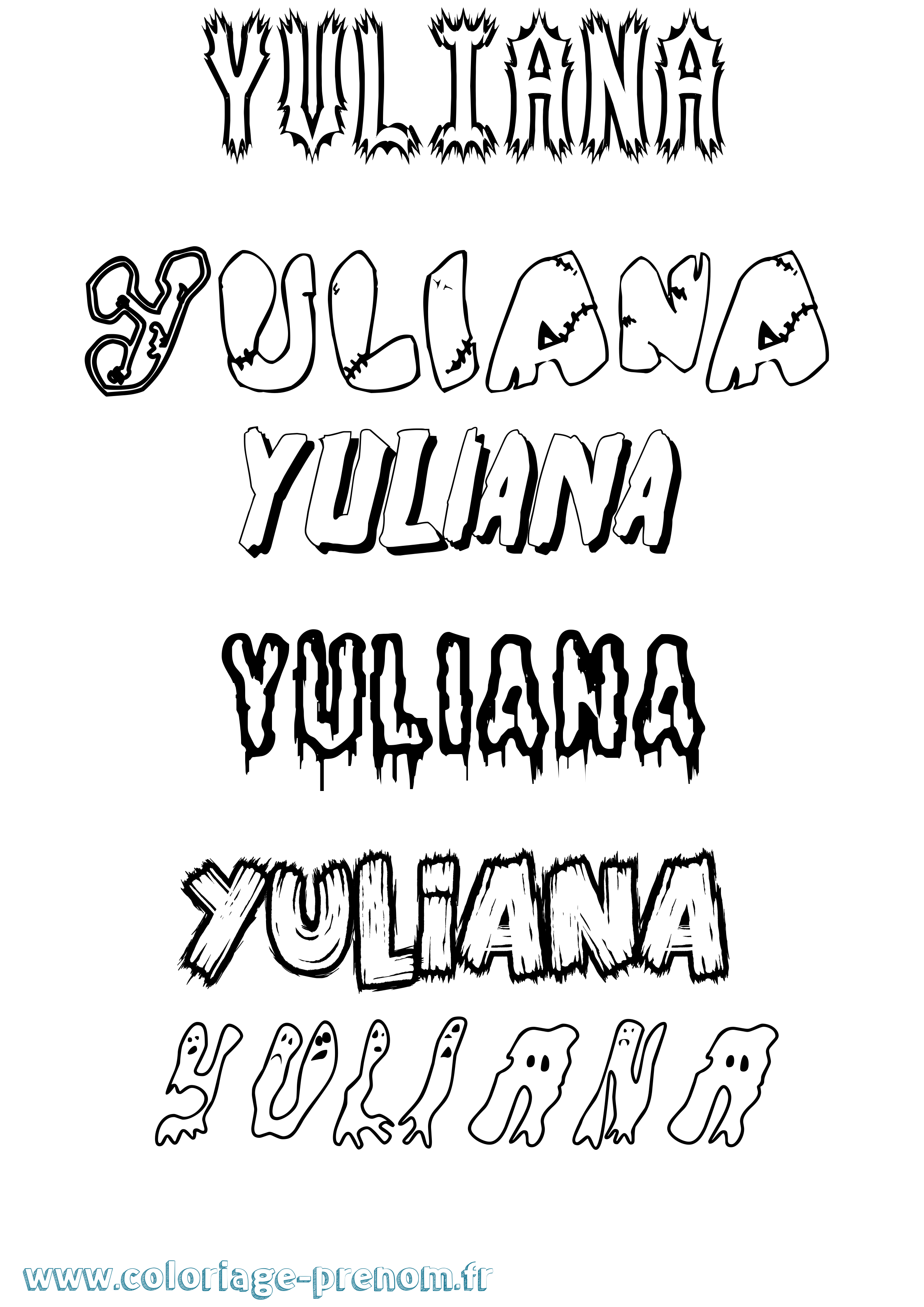 Coloriage Yuliana Frisson Coloriage prénom Yuliana Frisson