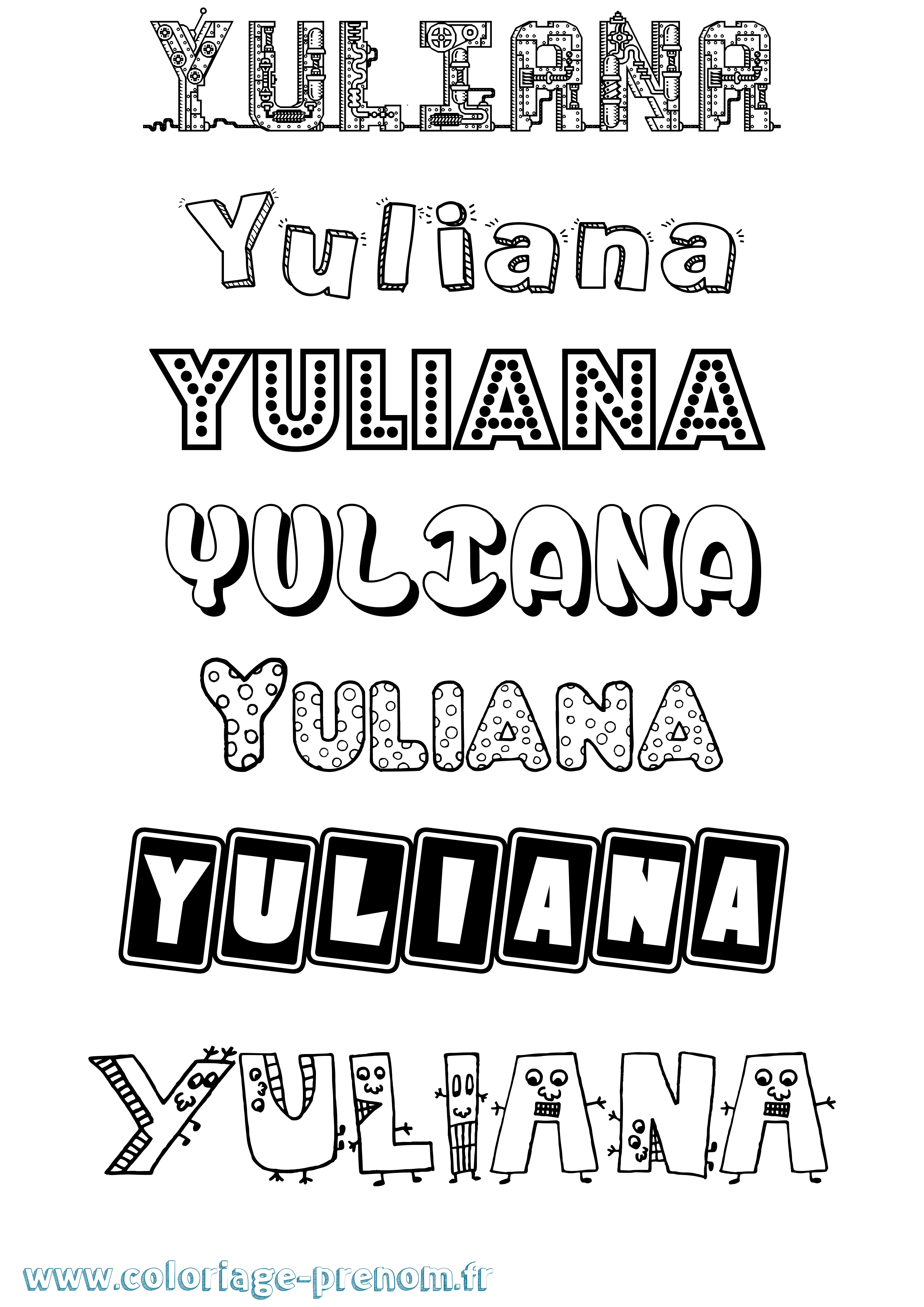 Coloriage Yuliana Fun Coloriage prénom Yuliana Fun