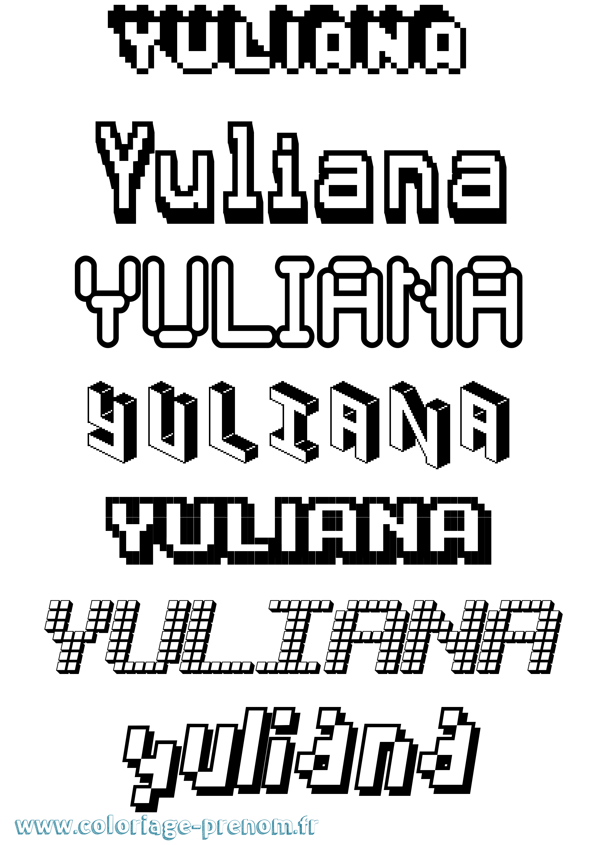 Coloriage Yuliana Pixel Coloriage prénom Yuliana Pixel