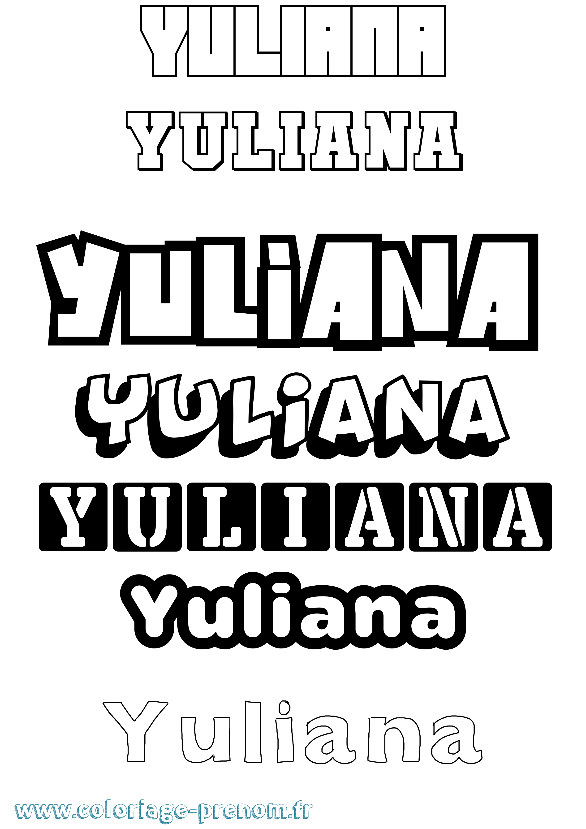 Coloriage Yuliana Simple Coloriage prénom Yuliana Simple