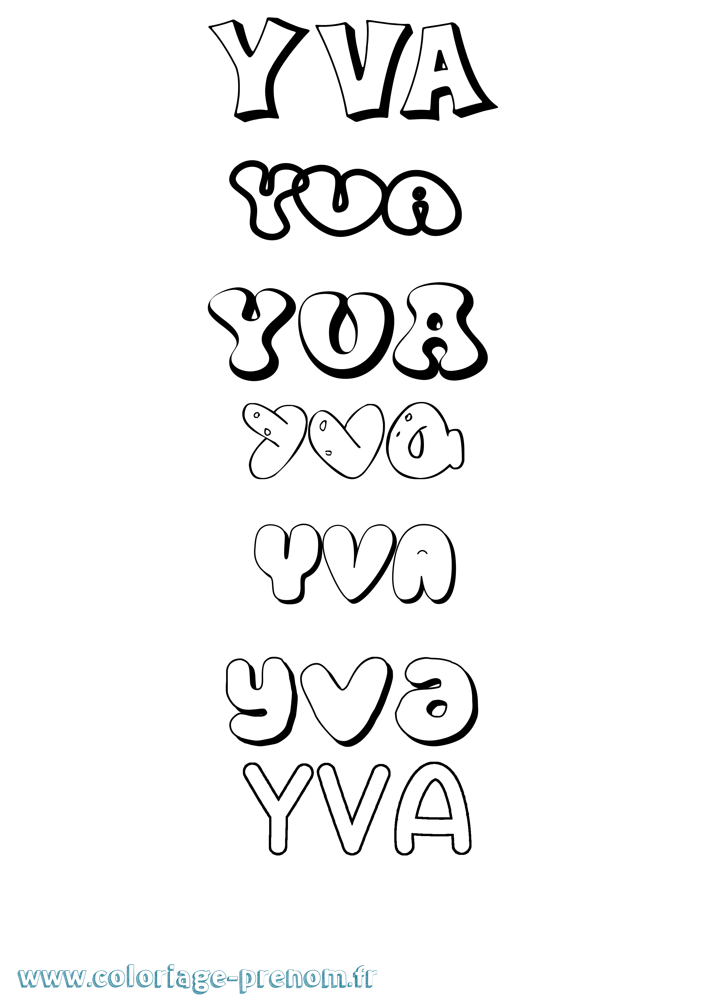 Coloriage Yva Bubble Coloriage prénom Yva Bubble