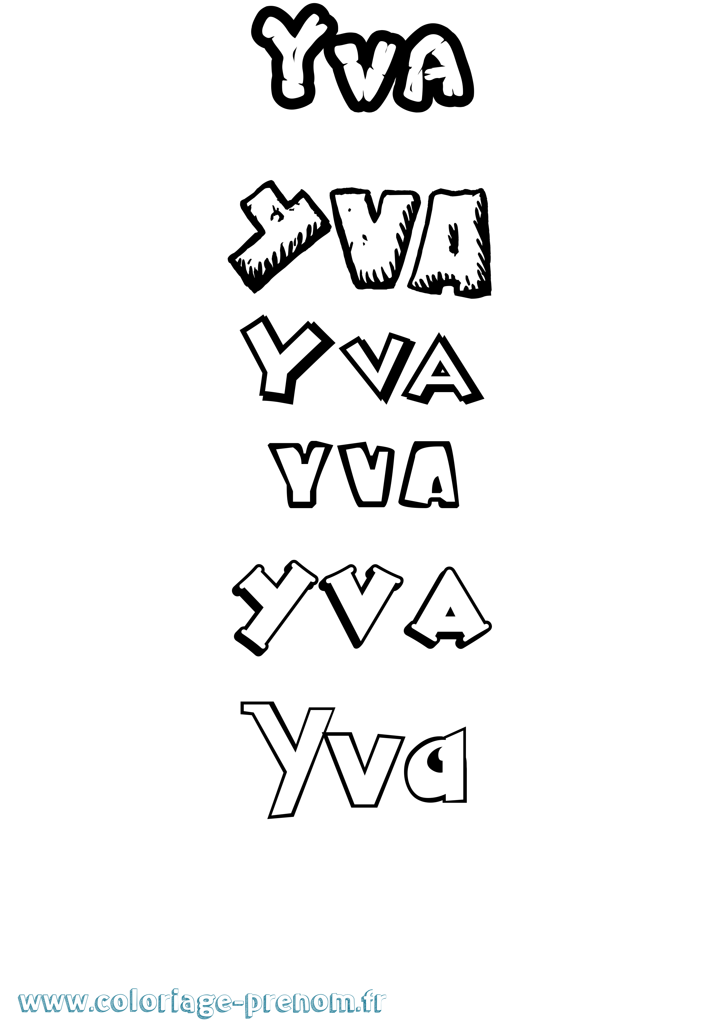 Coloriage Yva Dessin Animé Coloriage prénom Yva Dessin Animé