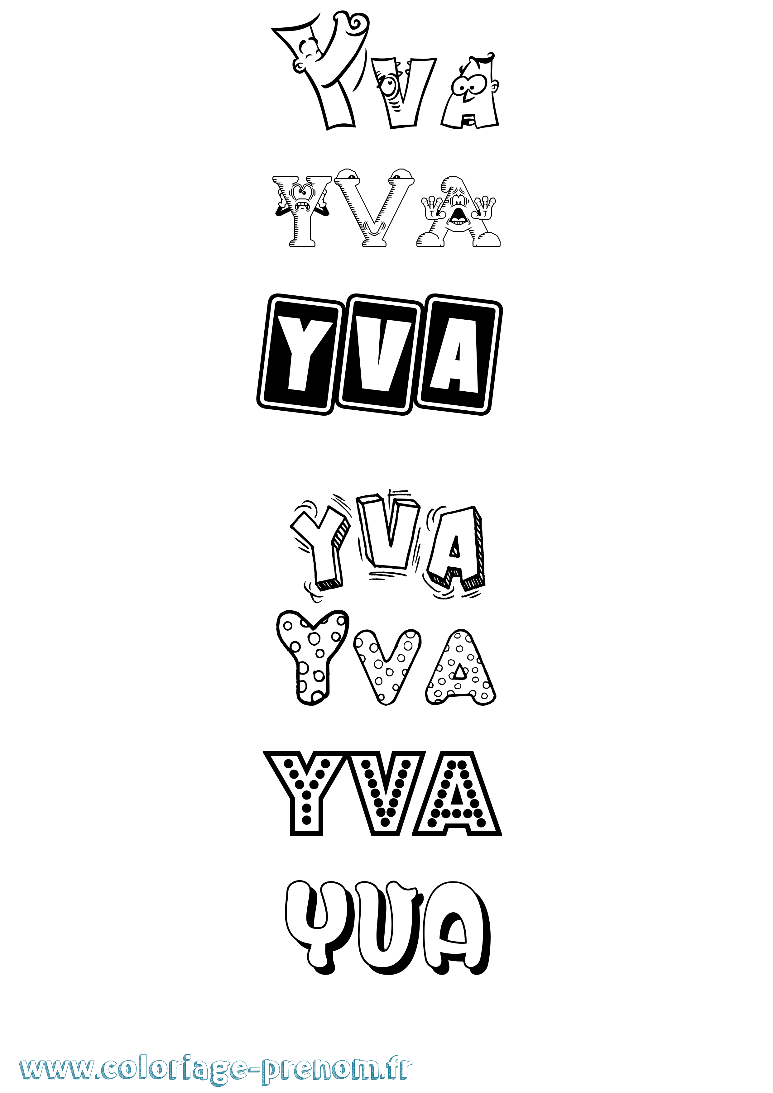 Coloriage Yva Fun Coloriage prénom Yva Fun
