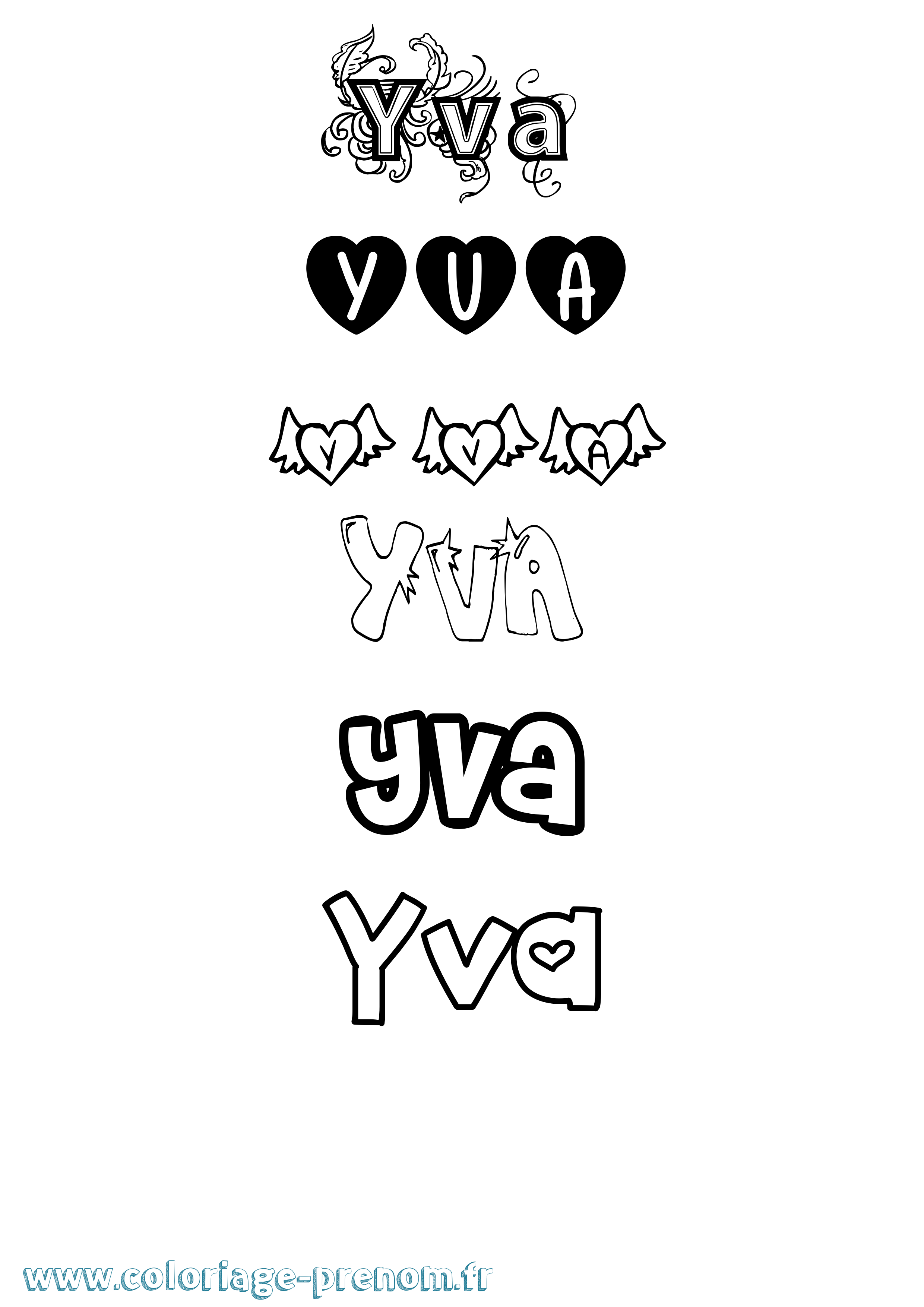 Coloriage Yva Girly Coloriage prénom Yva Girly