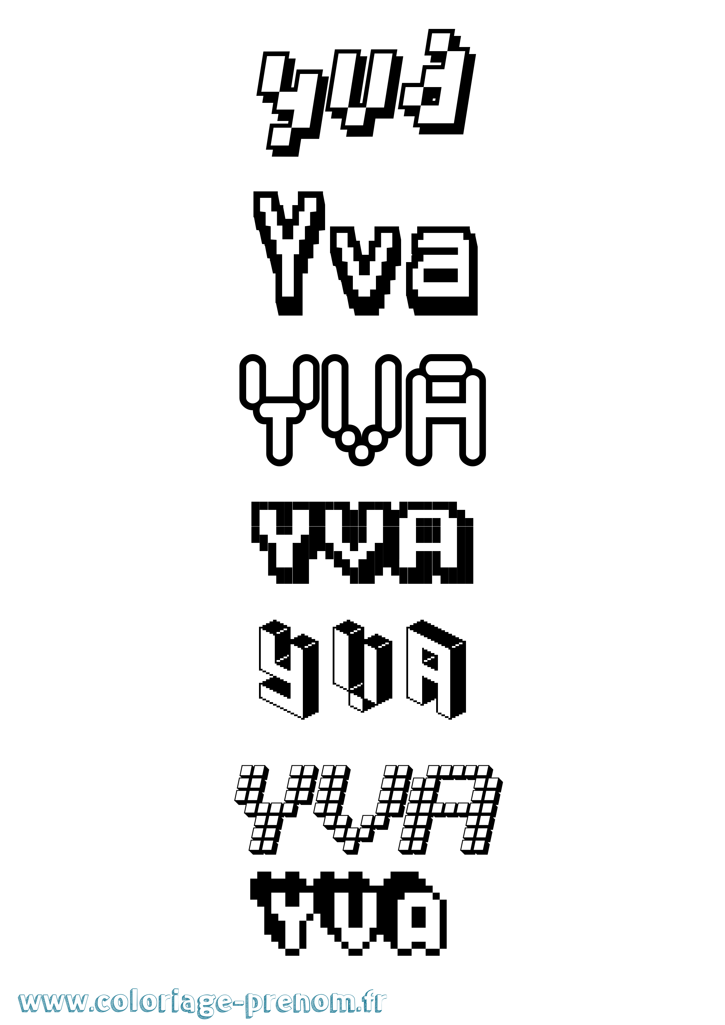 Coloriage Yva Pixel Coloriage prénom Yva Pixel