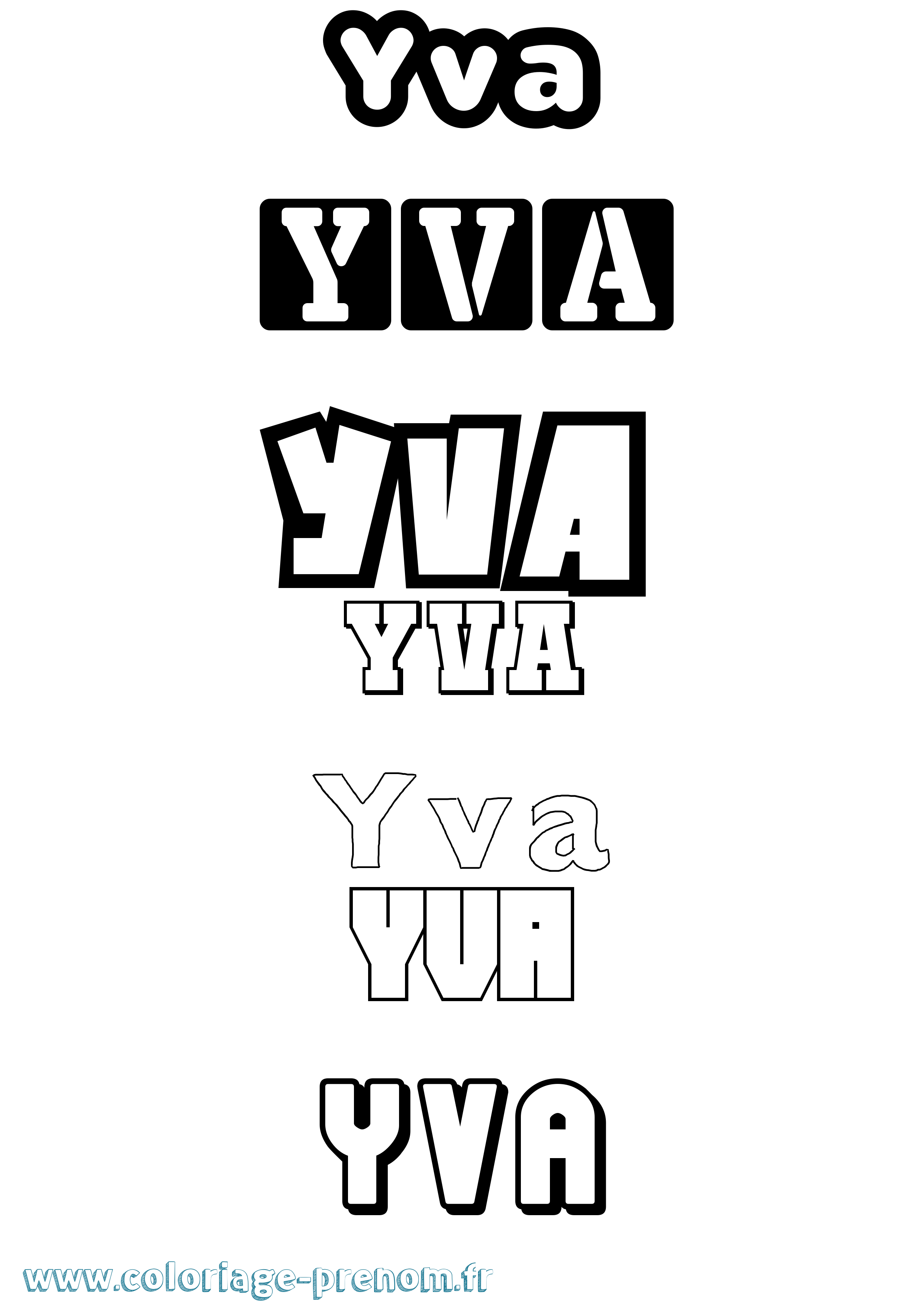 Coloriage Yva Simple Coloriage prénom Yva Simple