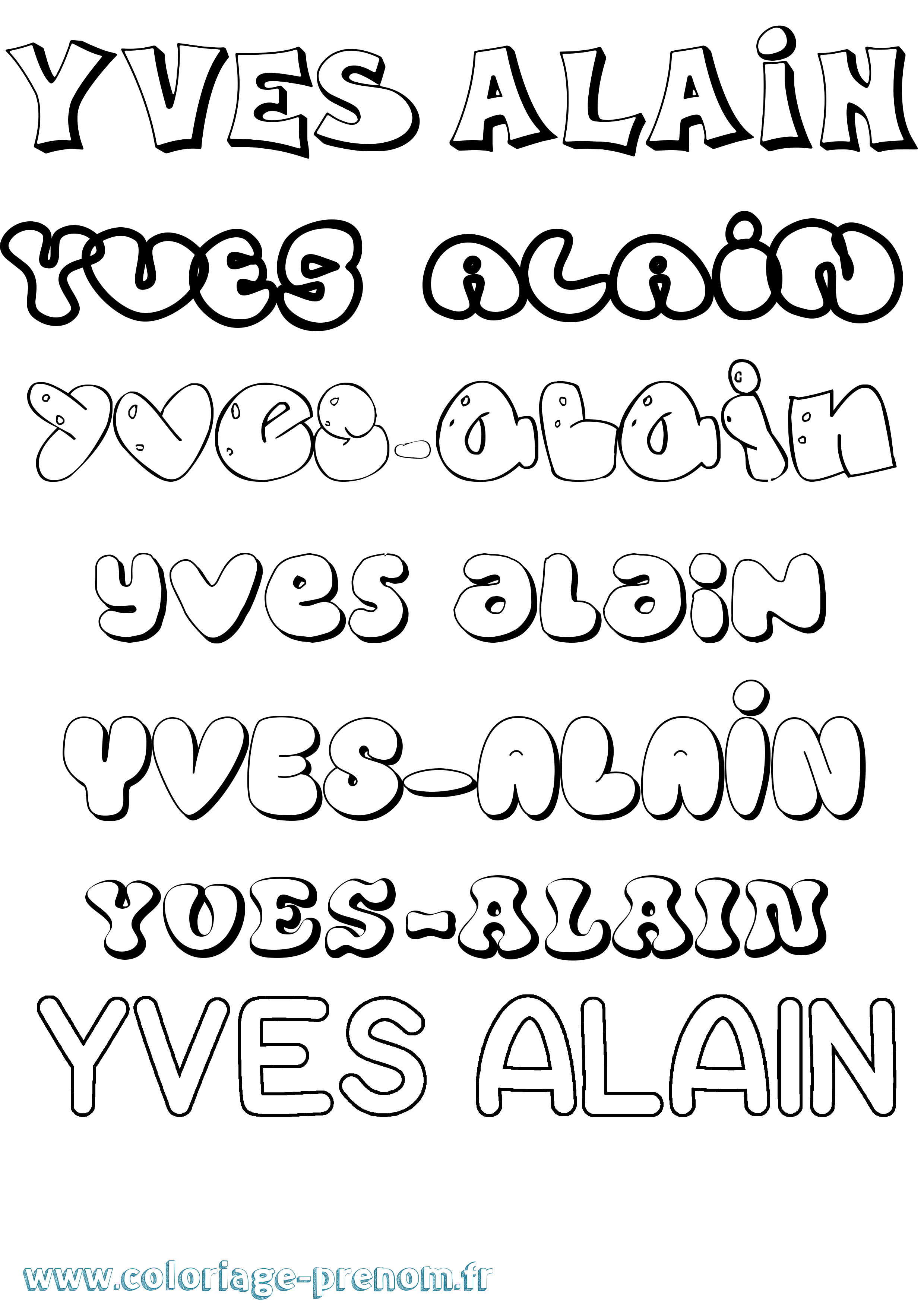 Coloriage Yves-Alain Bubble Coloriage prénom Yves-Alain Bubble