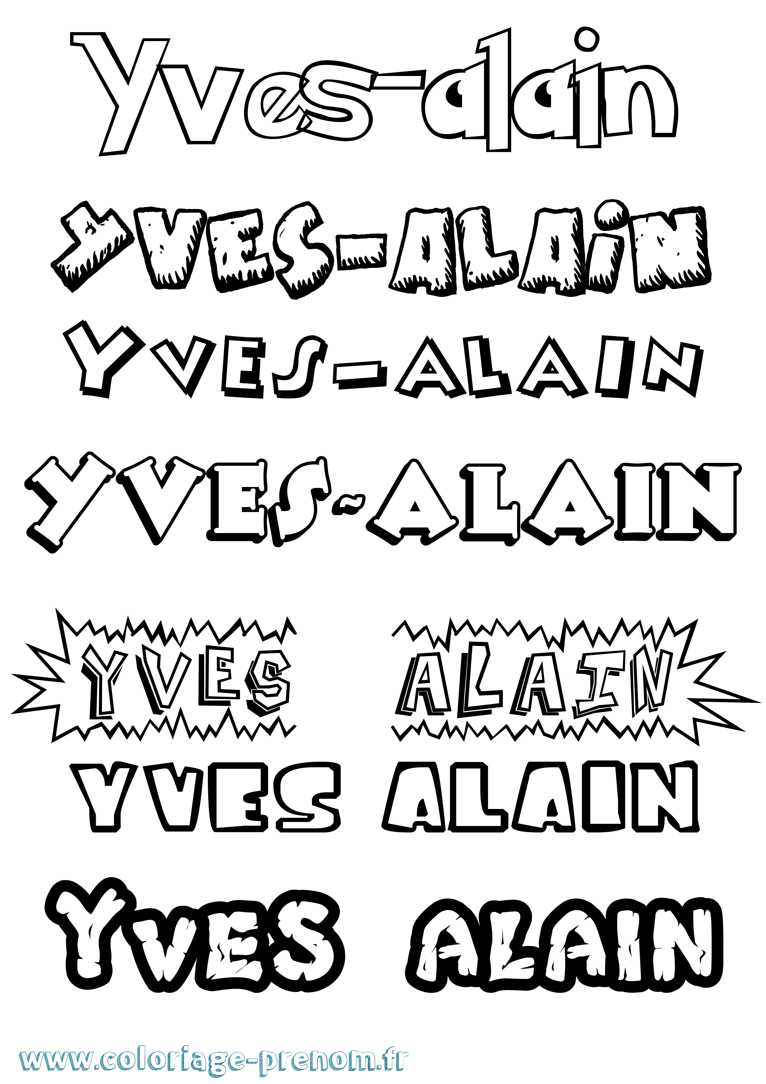 Coloriage Yves-Alain Dessin Animé Coloriage prénom Yves-Alain Dessin Animé