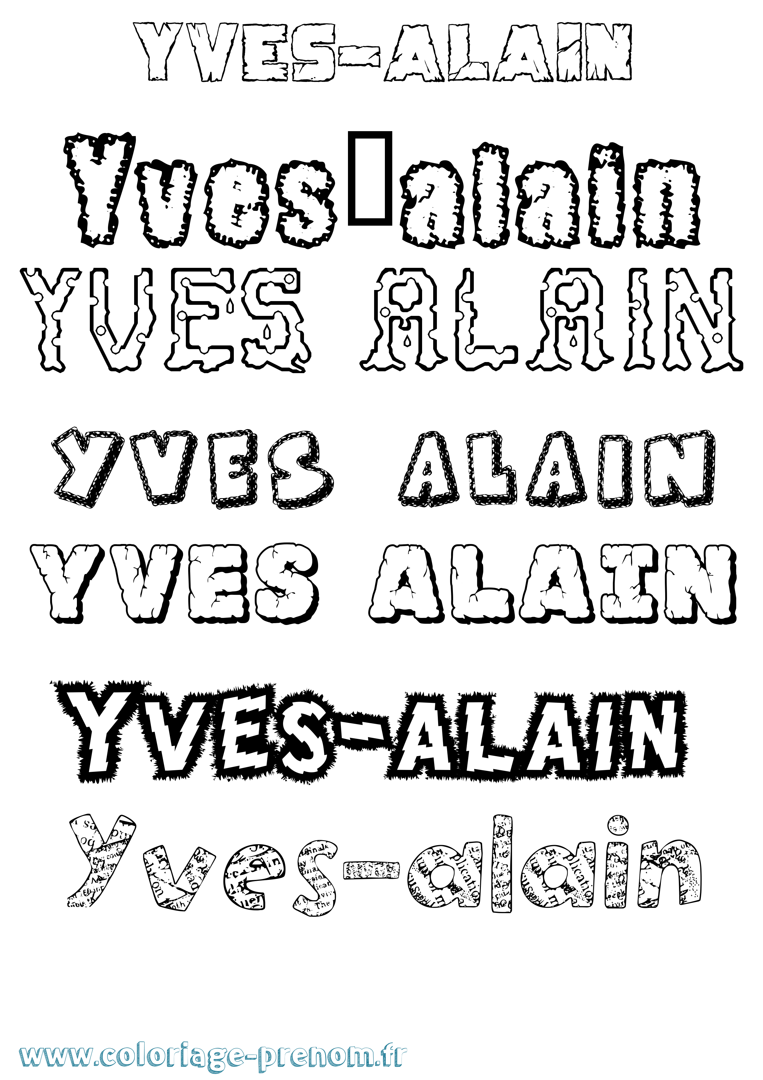 Coloriage Yves-Alain Destructuré Coloriage prénom Yves-Alain Destructuré