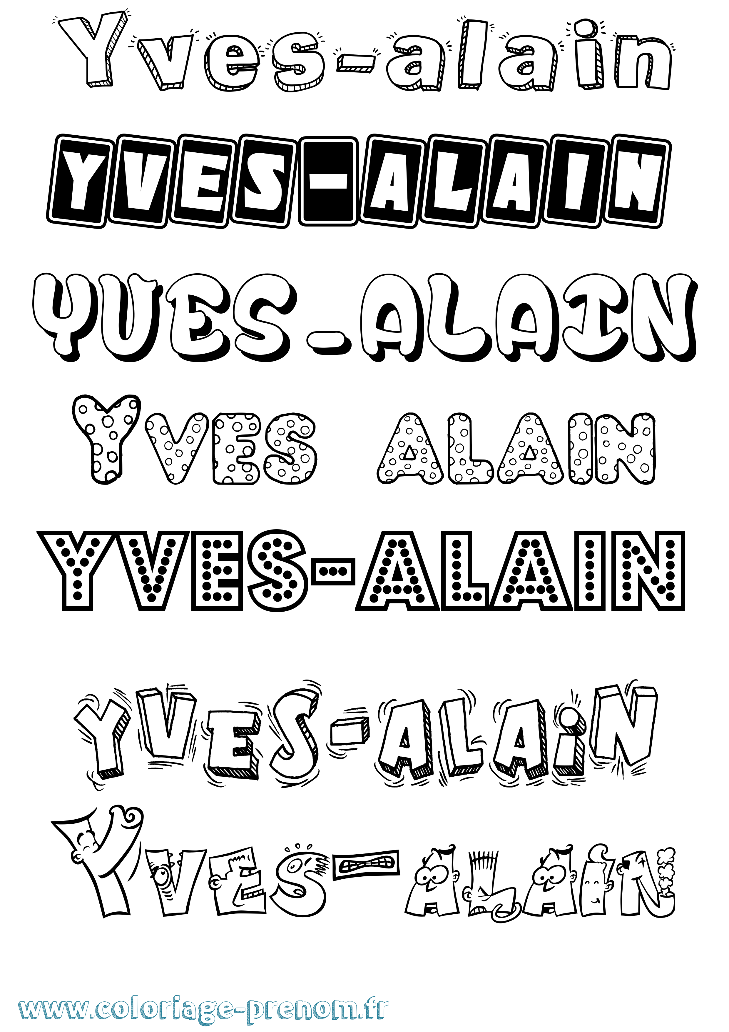 Coloriage Yves-Alain Fun Coloriage prénom Yves-Alain Fun