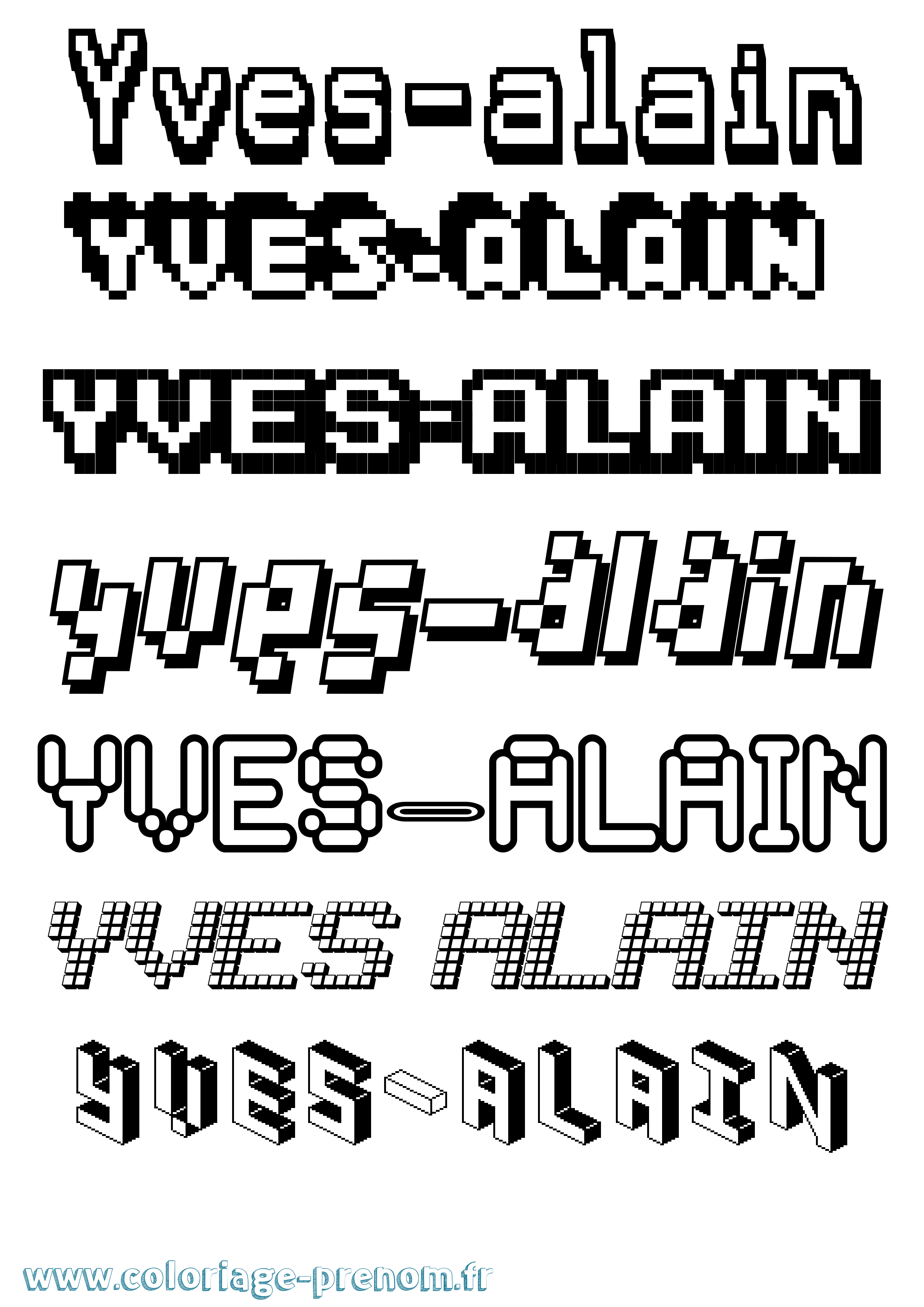 Coloriage Yves-Alain Pixel Coloriage prénom Yves-Alain Pixel