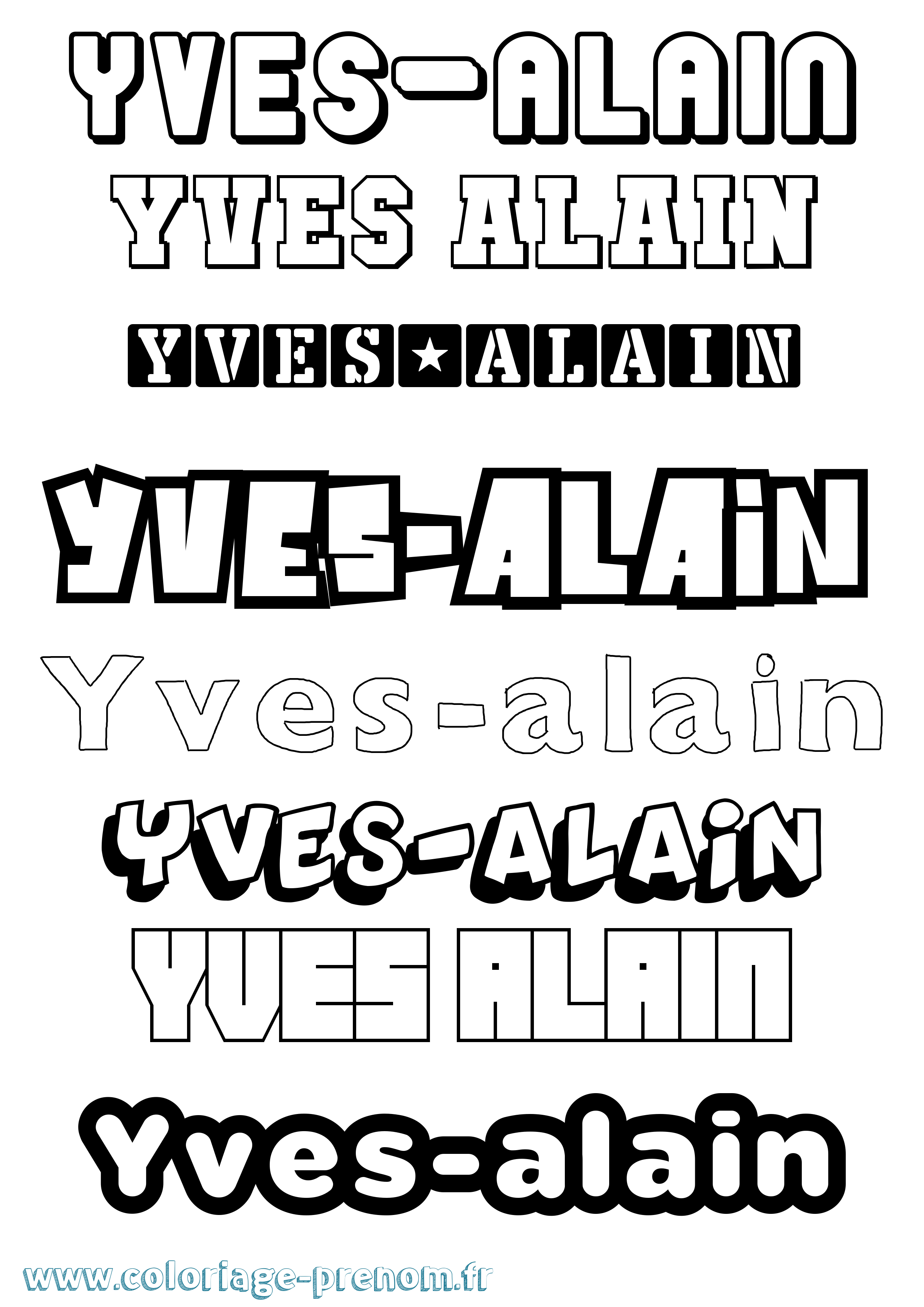 Coloriage Yves-Alain Simple Coloriage prénom Yves-Alain Simple