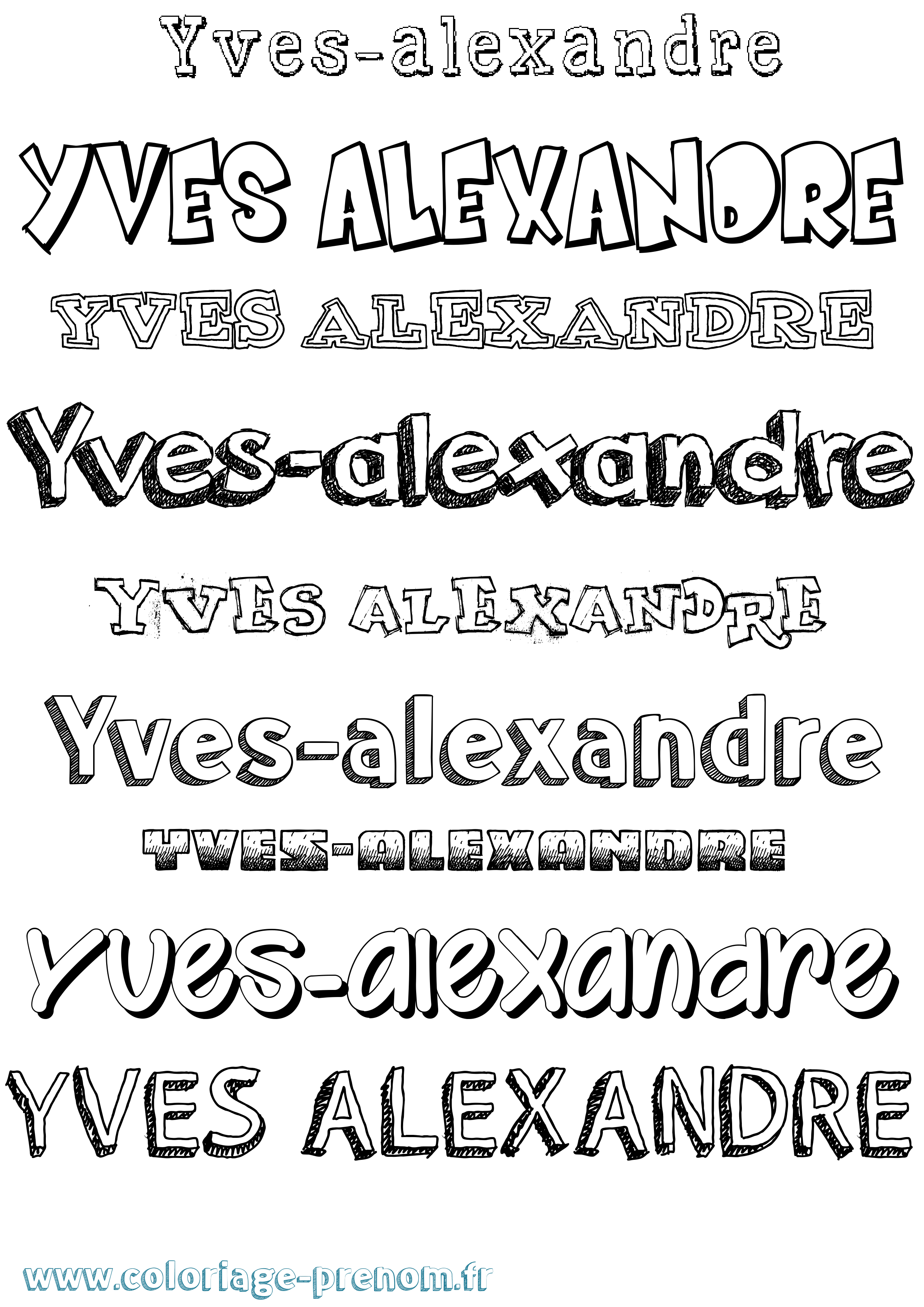 Coloriage Yves-Alexandre Dessiné Coloriage prénom Yves-Alexandre Dessiné