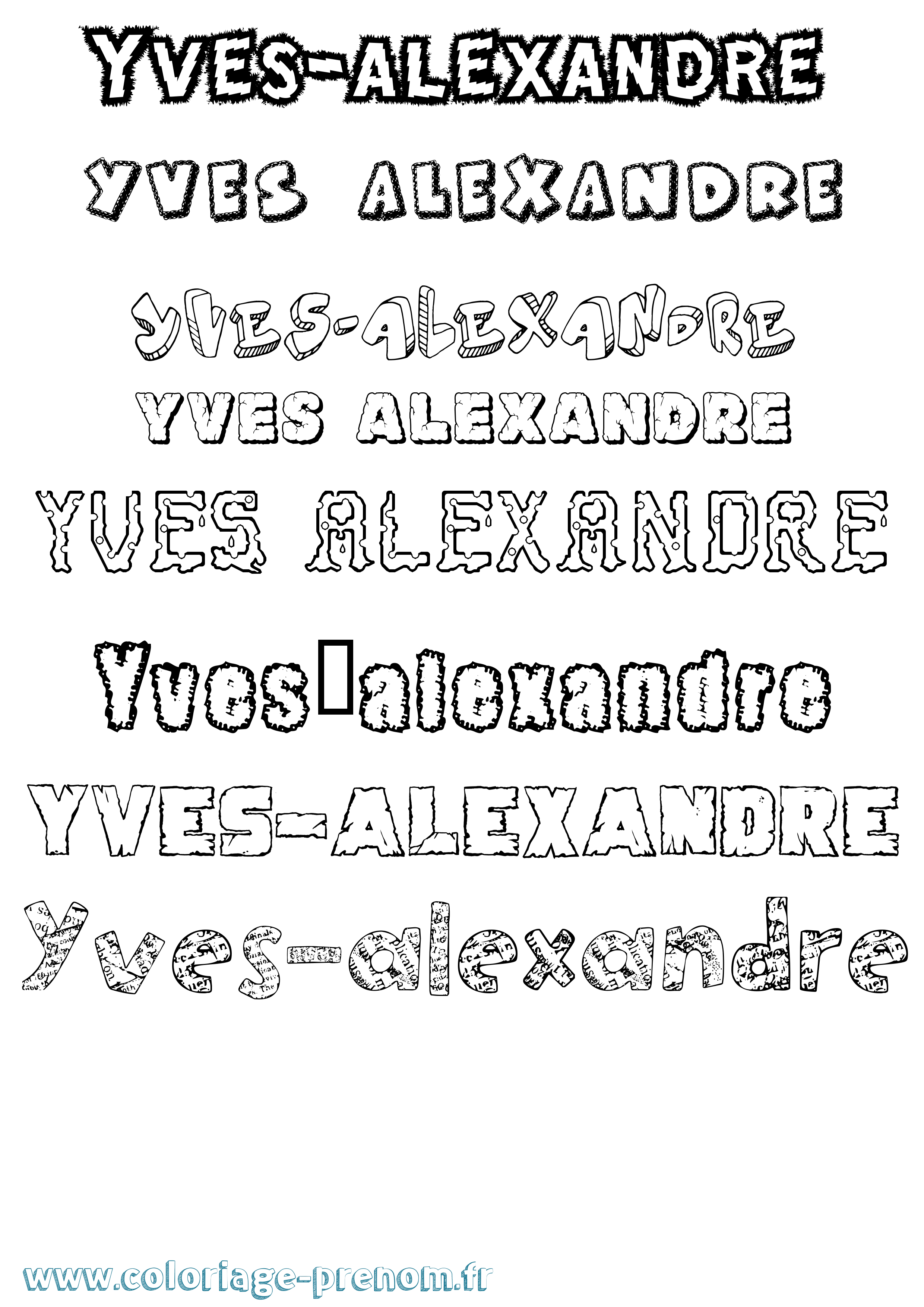 Coloriage Yves-Alexandre Destructuré Coloriage prénom Yves-Alexandre Destructuré