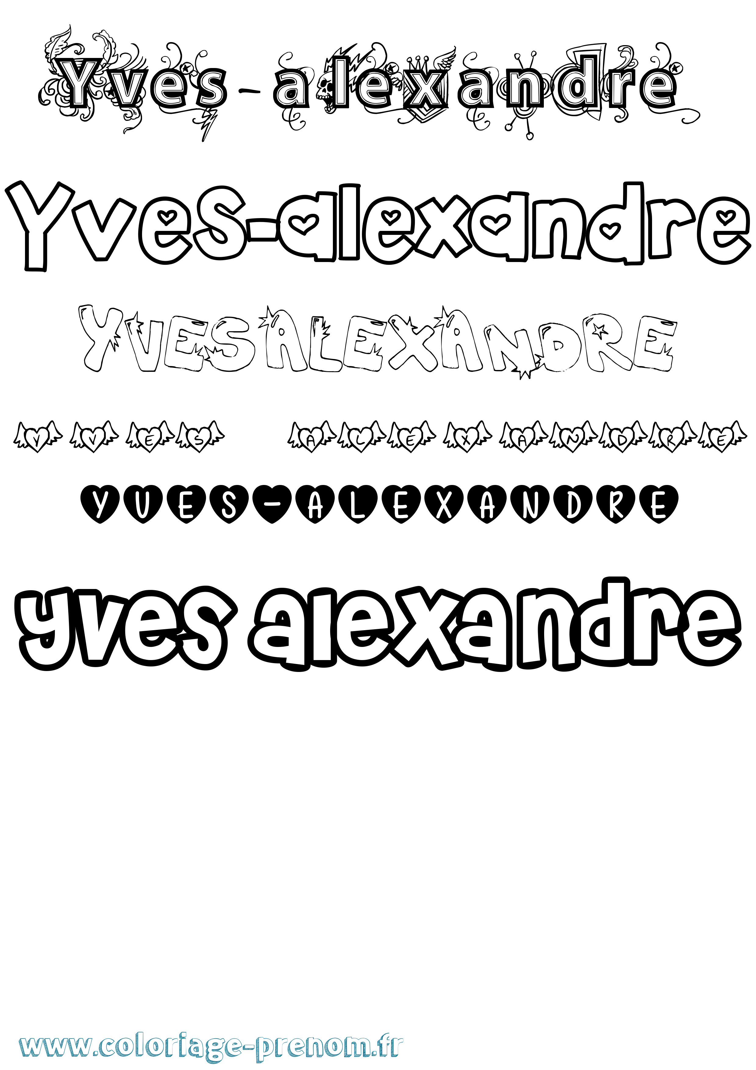 Coloriage Yves-Alexandre Girly Coloriage prénom Yves-Alexandre Girly