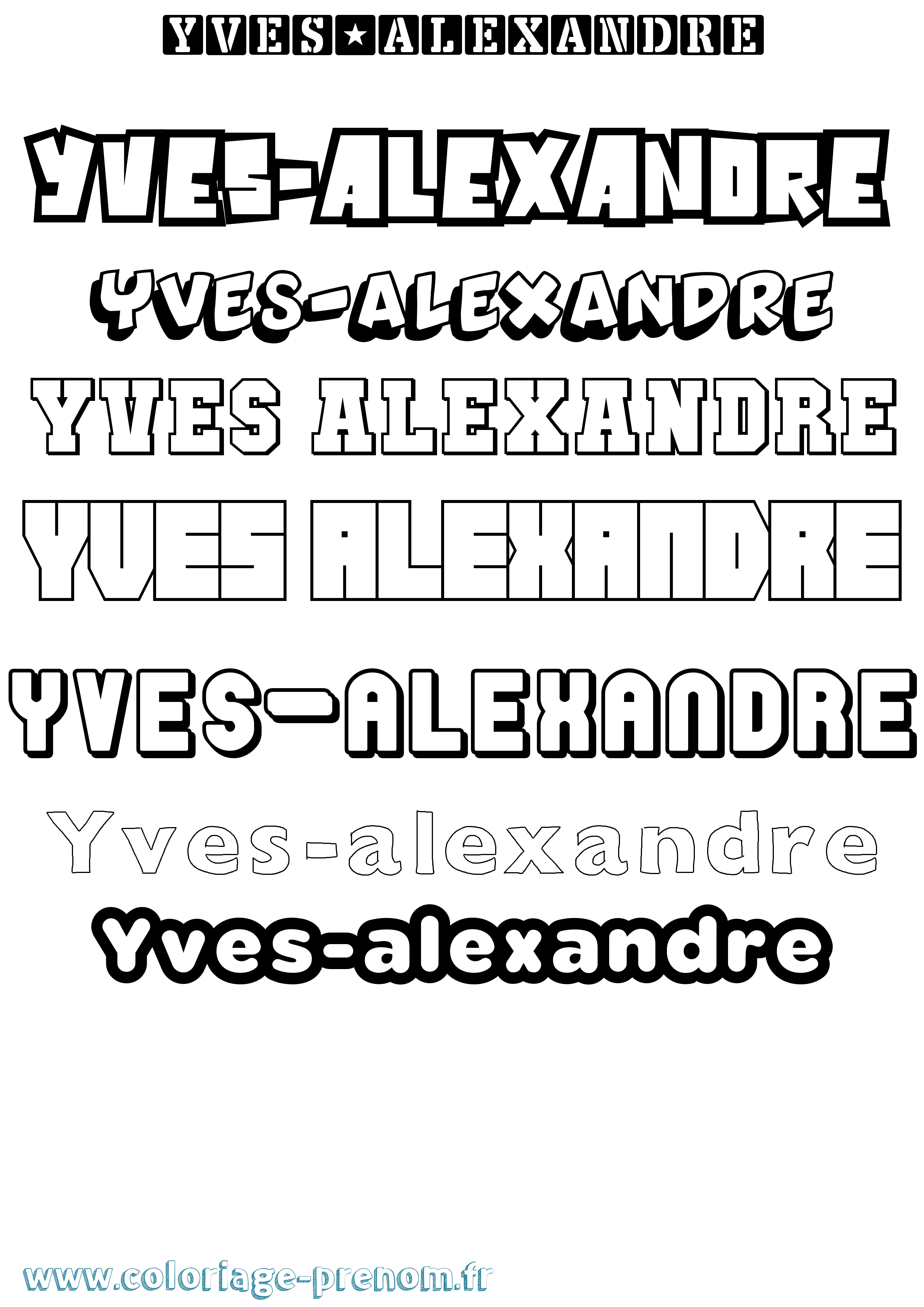 Coloriage Yves-Alexandre Simple Coloriage prénom Yves-Alexandre Simple