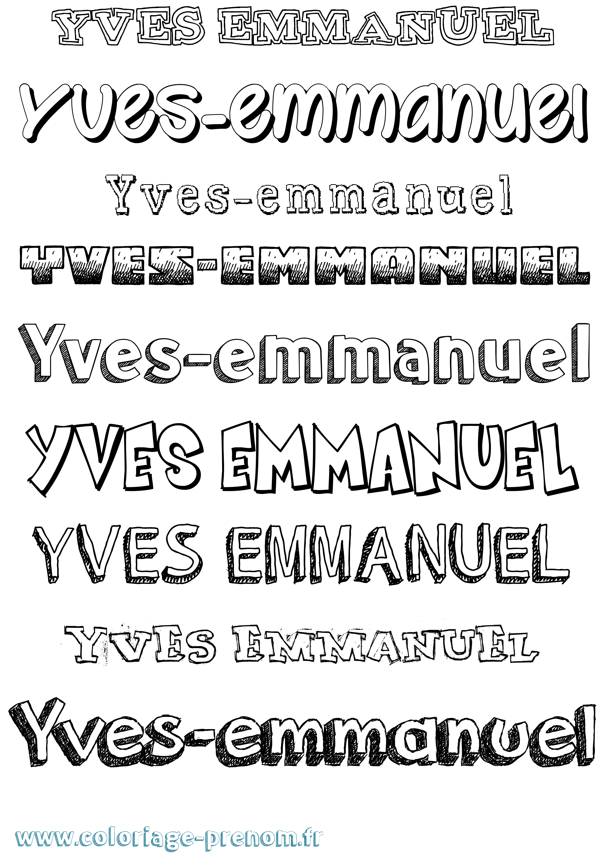 Coloriage Yves-Emmanuel Dessiné Coloriage prénom Yves-Emmanuel Dessiné
