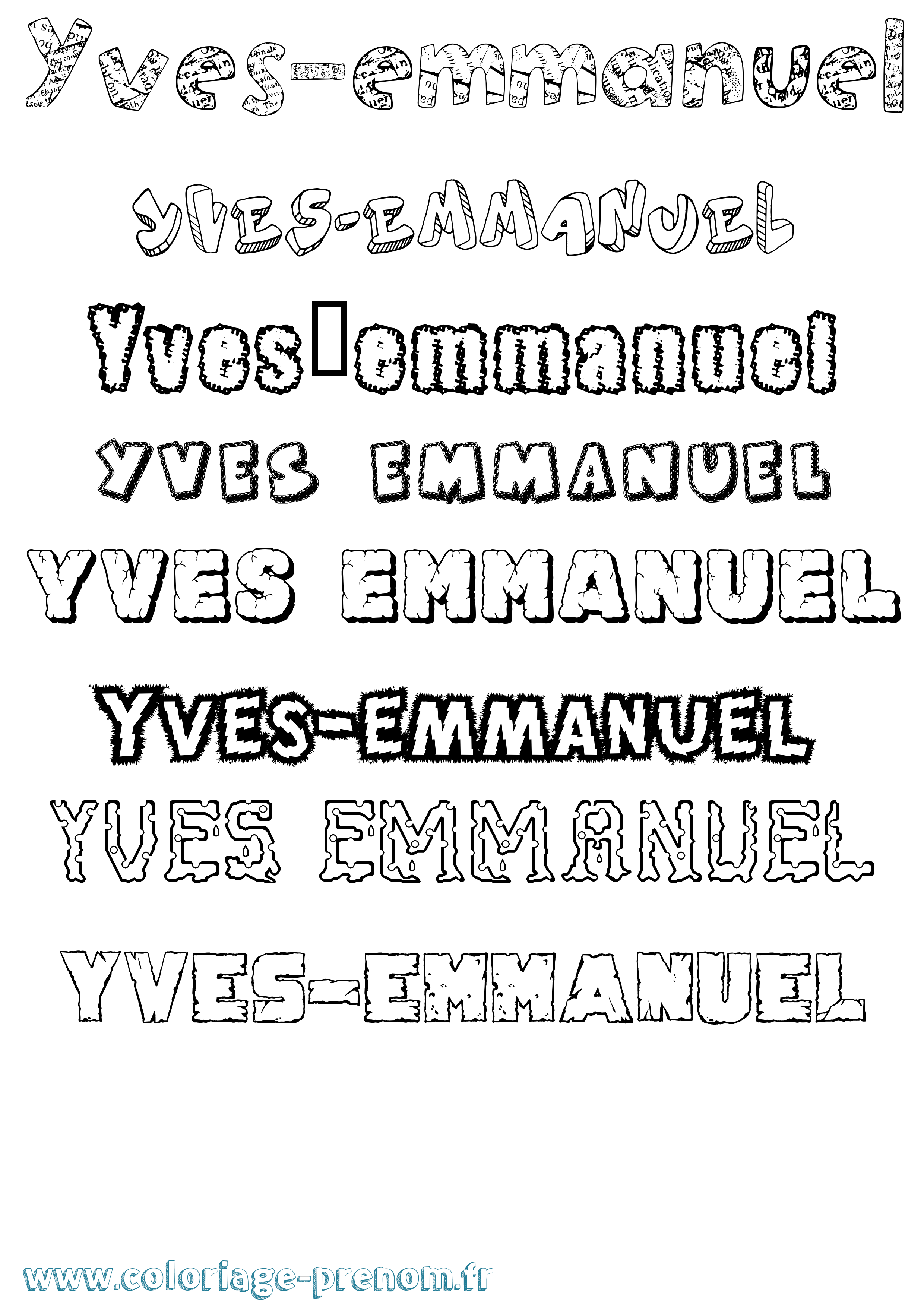 Coloriage Yves-Emmanuel Destructuré Coloriage prénom Yves-Emmanuel Destructuré