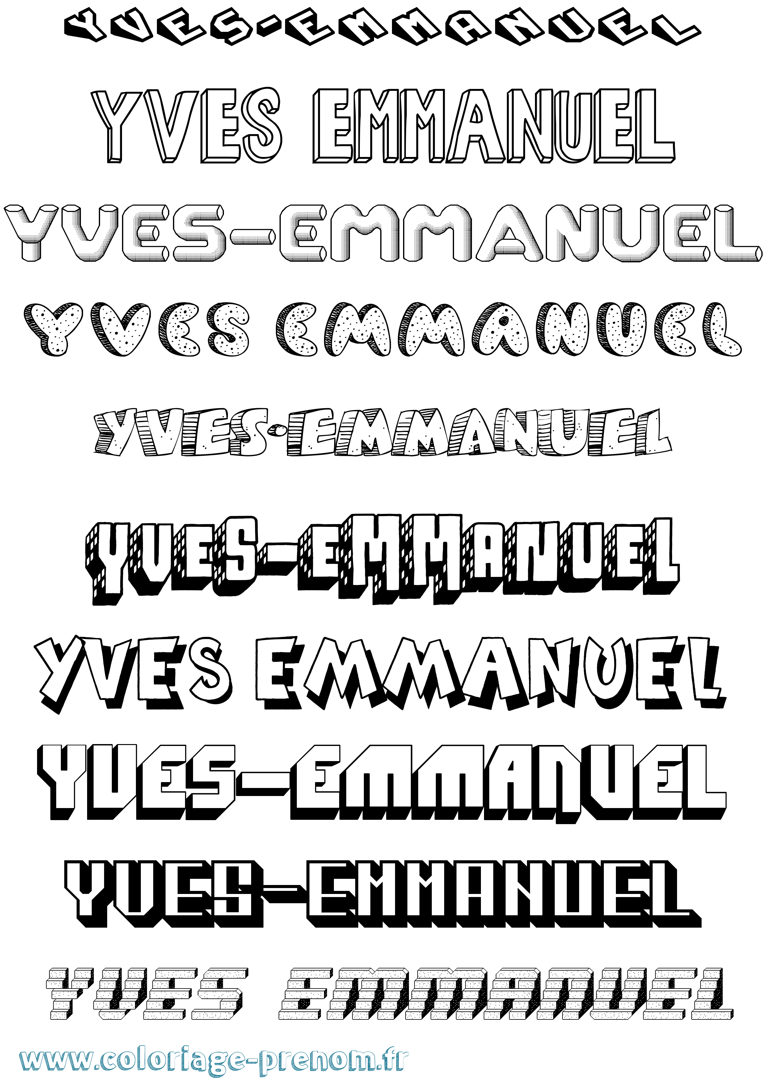 Coloriage Yves-Emmanuel Effet 3D Coloriage prénom Yves-Emmanuel Effet 3D