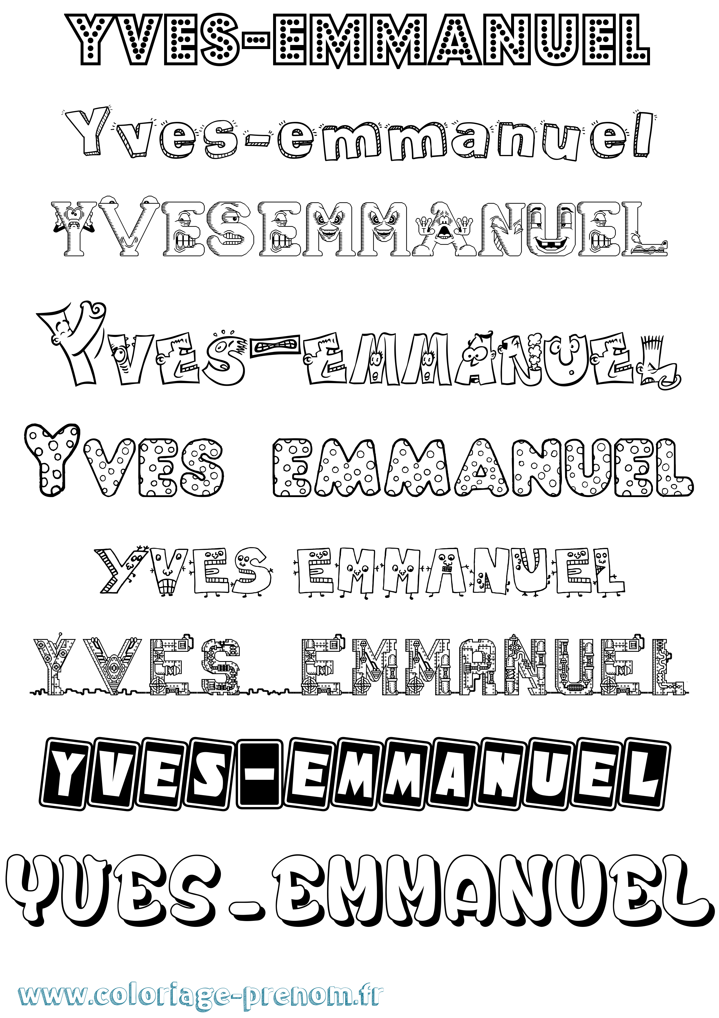 Coloriage Yves-Emmanuel Fun Coloriage prénom Yves-Emmanuel Fun