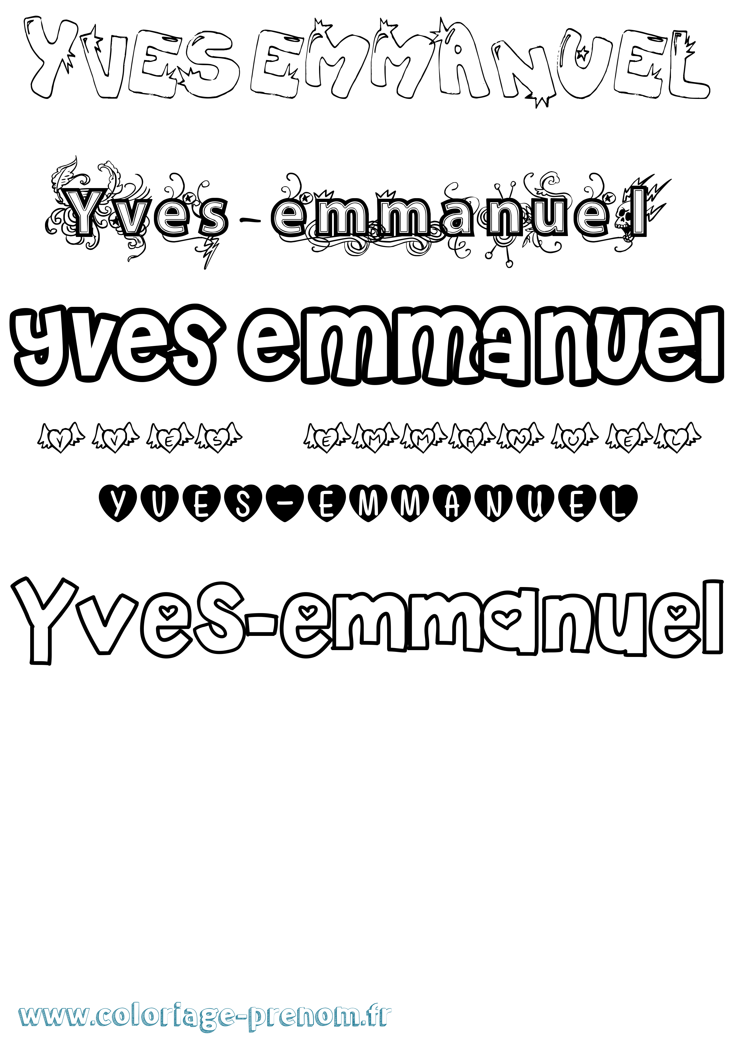 Coloriage Yves-Emmanuel Girly Coloriage prénom Yves-Emmanuel Girly